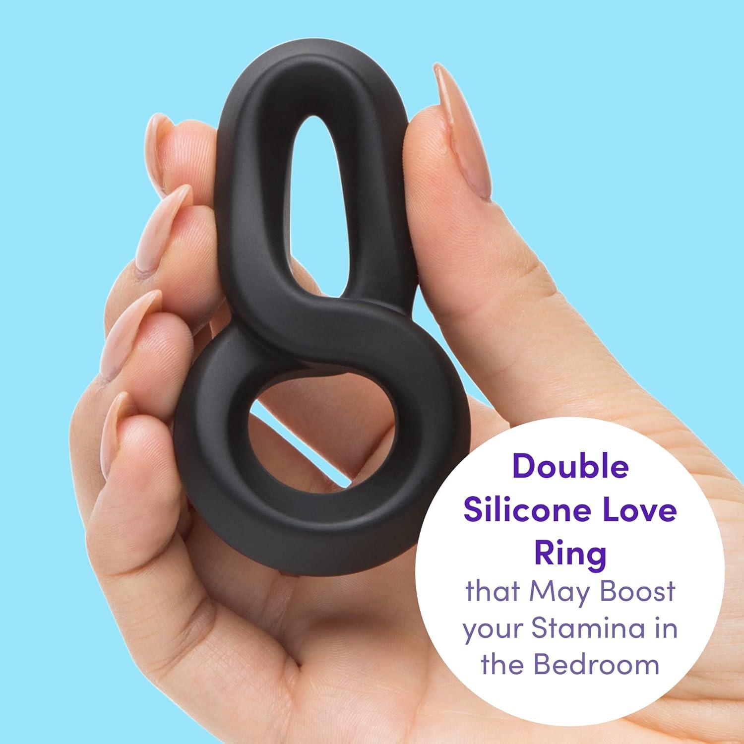 imageLovehoney Black Magic 8 Stretchy Love amp Ball Ring Hypoallergenic Silicone Easy to Use