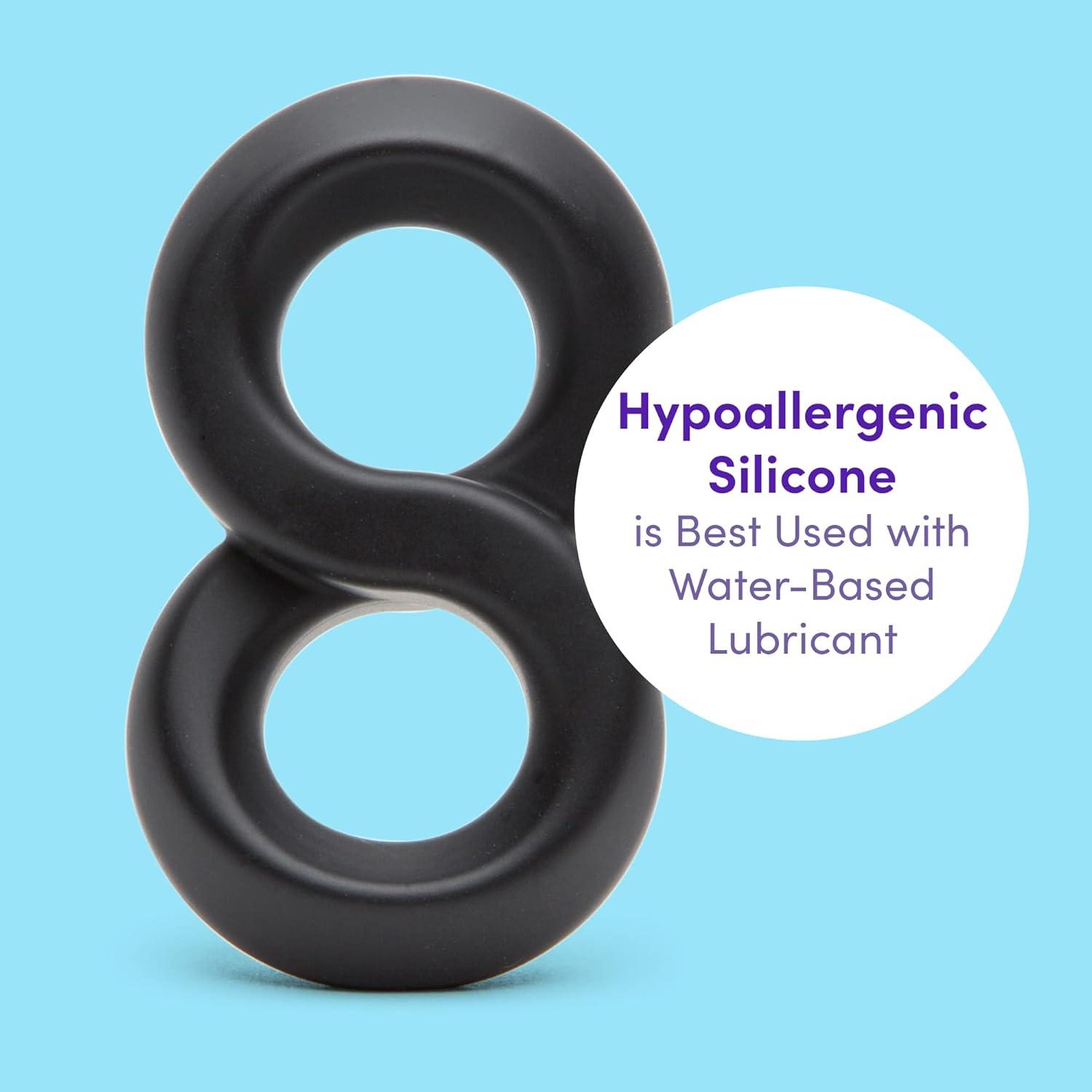 imageLovehoney Black Magic 8 Stretchy Love amp Ball Ring Hypoallergenic Silicone Easy to Use