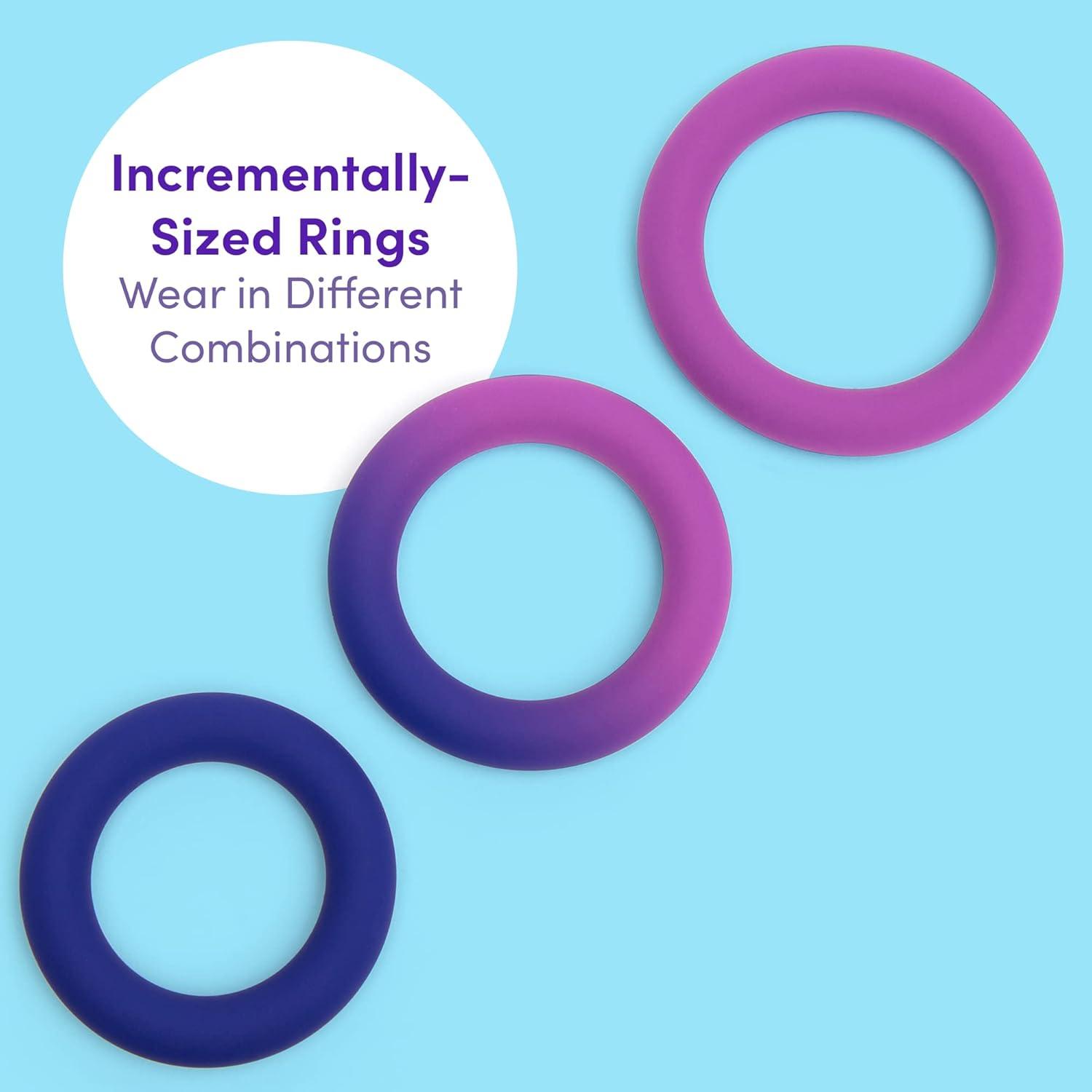 imageLovehoney Colourplay Triple Cock Ring Set 3 Colour Changing Thick Silicone Penis Rings 3 Sizes Waterproof PurpleBlue