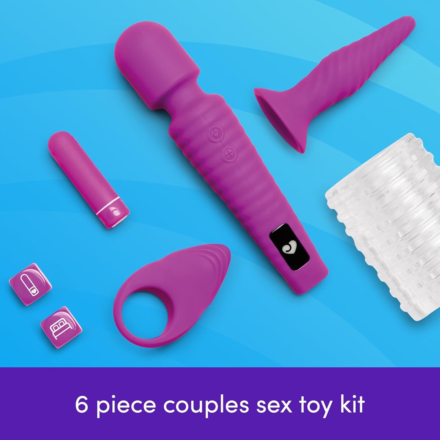 imageLovehoney Couples Sex Toys Kit Mini Wand Vibrator Bullet Vibrator Cock Ring Butt Plug Textured Stroker amp Dice Sex Game Waterproof amp Rechargeable Date Night Adult Toys for Women Men amp Couples