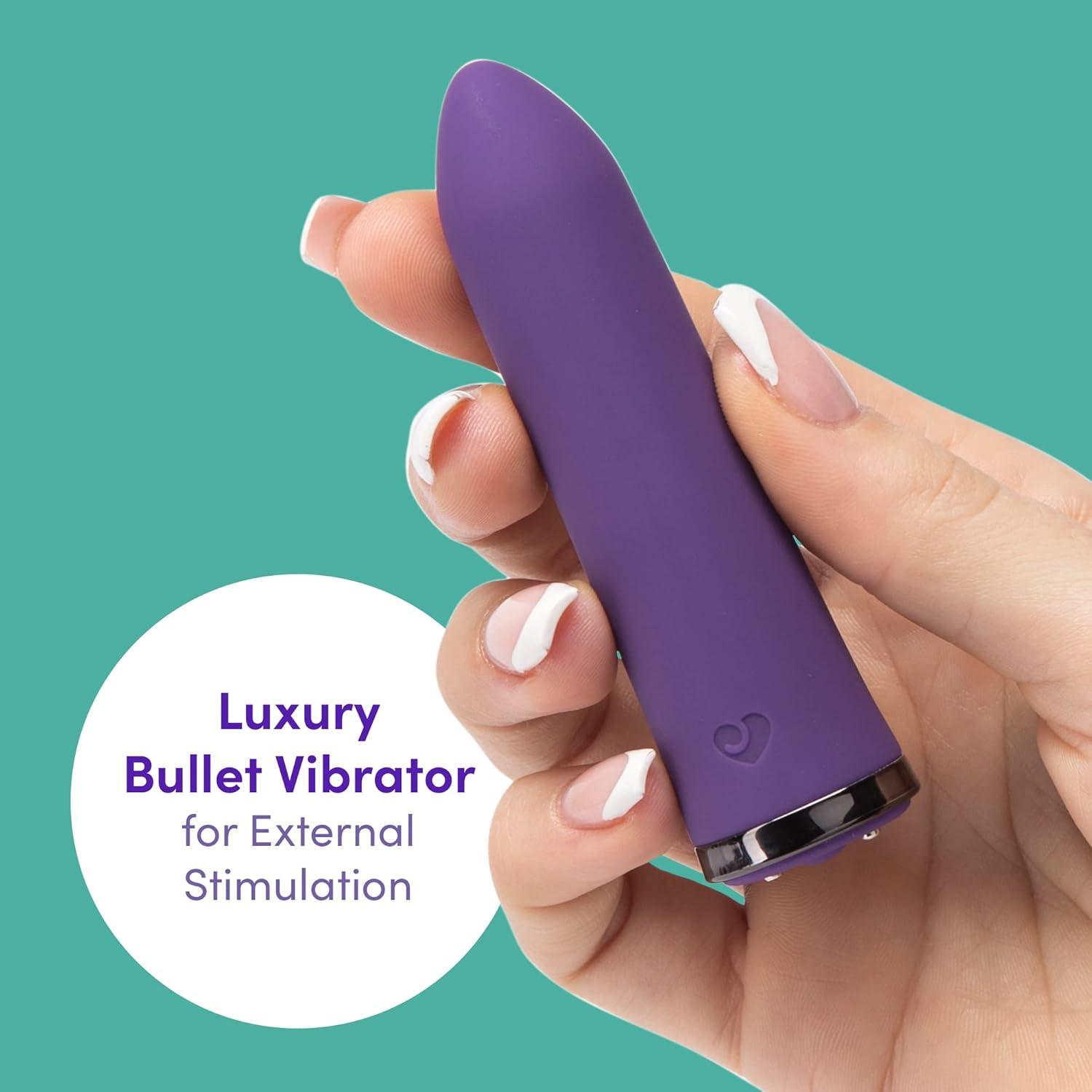 imageLovehoney Desire Bullet Vibrator 35 Inch Silicone Mini Bullet Massager with Tapered Tip Multispeed Bullet Vibrator for Women with Storage Case Rechargeable amp Waterproof Purple