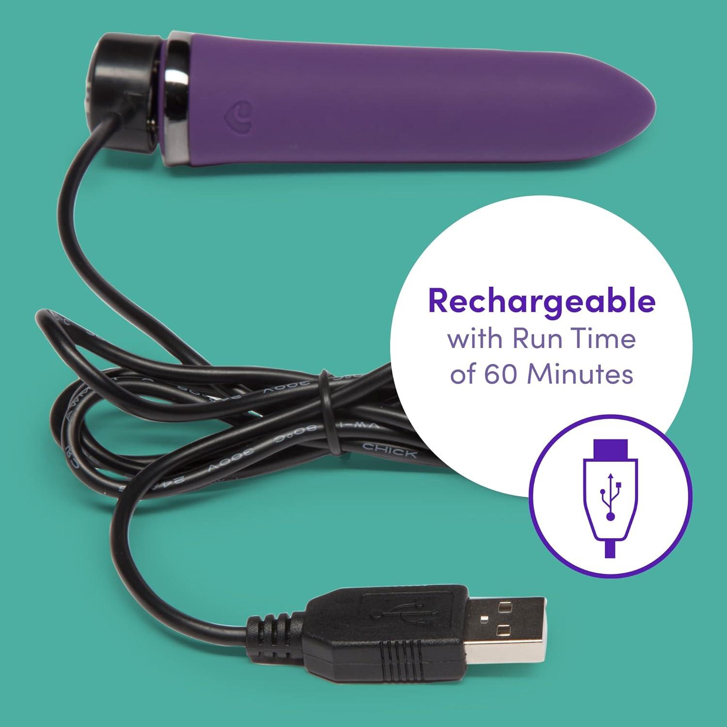 imageLovehoney Desire Bullet Vibrator 35 Inch Silicone Mini Bullet Massager with Tapered Tip Multispeed Bullet Vibrator for Women with Storage Case Rechargeable amp Waterproof Purple