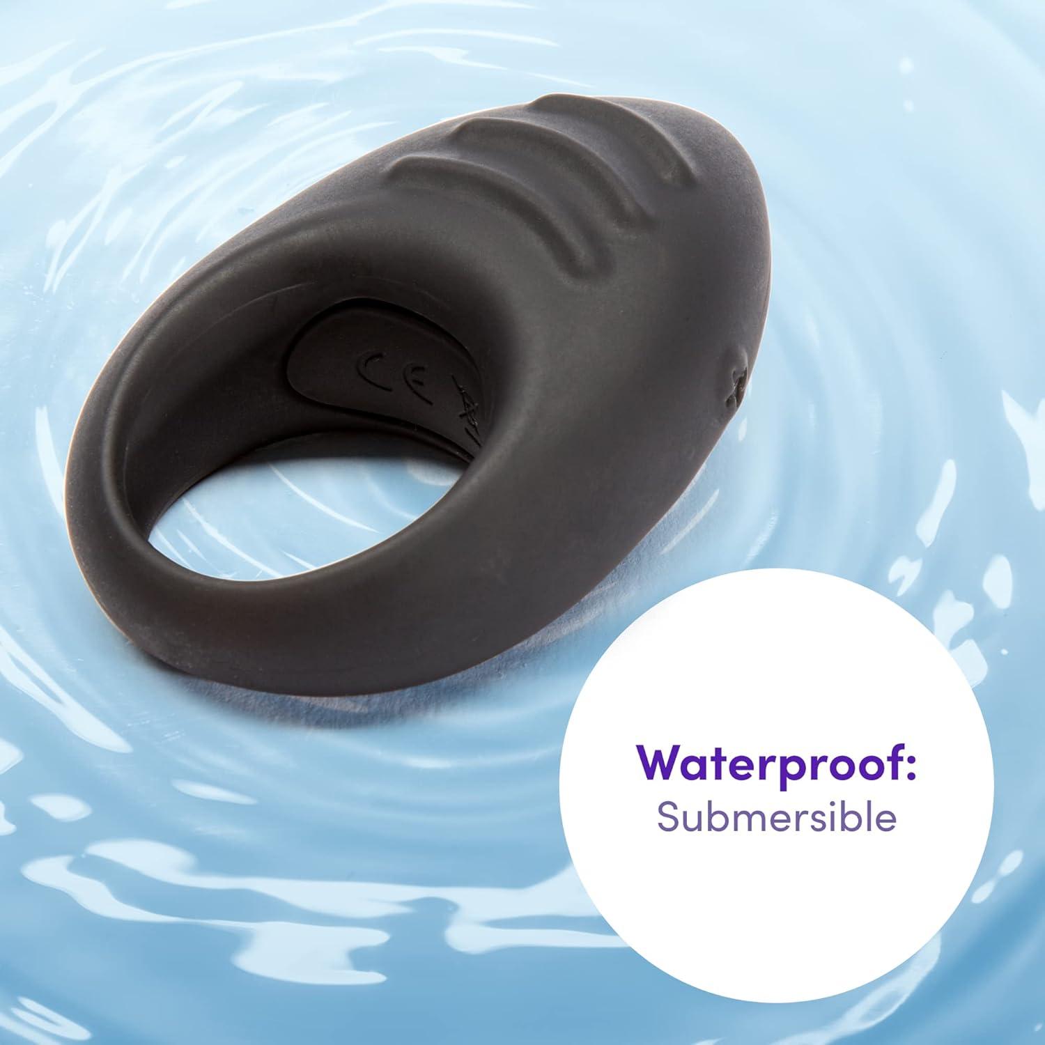 imageLovehoney Desire Luxury Vibrating Cock Ring Textured Silicone Penis Ring 20 Function Vibrating Stimulator for Couples Sex Rechargeable Waterproof Black
