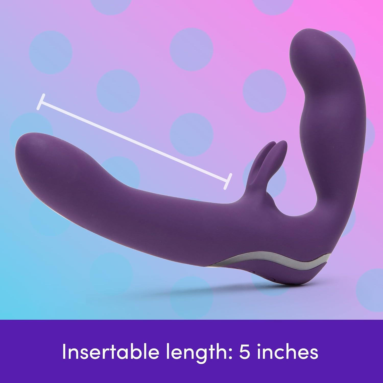 imageLovehoney Desire Luxury Vibrating Strapless Strap On Dildo 8 Inch Silicone Double Ended Dildo for Women Rabbit Vibrator for Clit Stimulation Adult Sex Toy Waterproof amp Rechargeable Purple