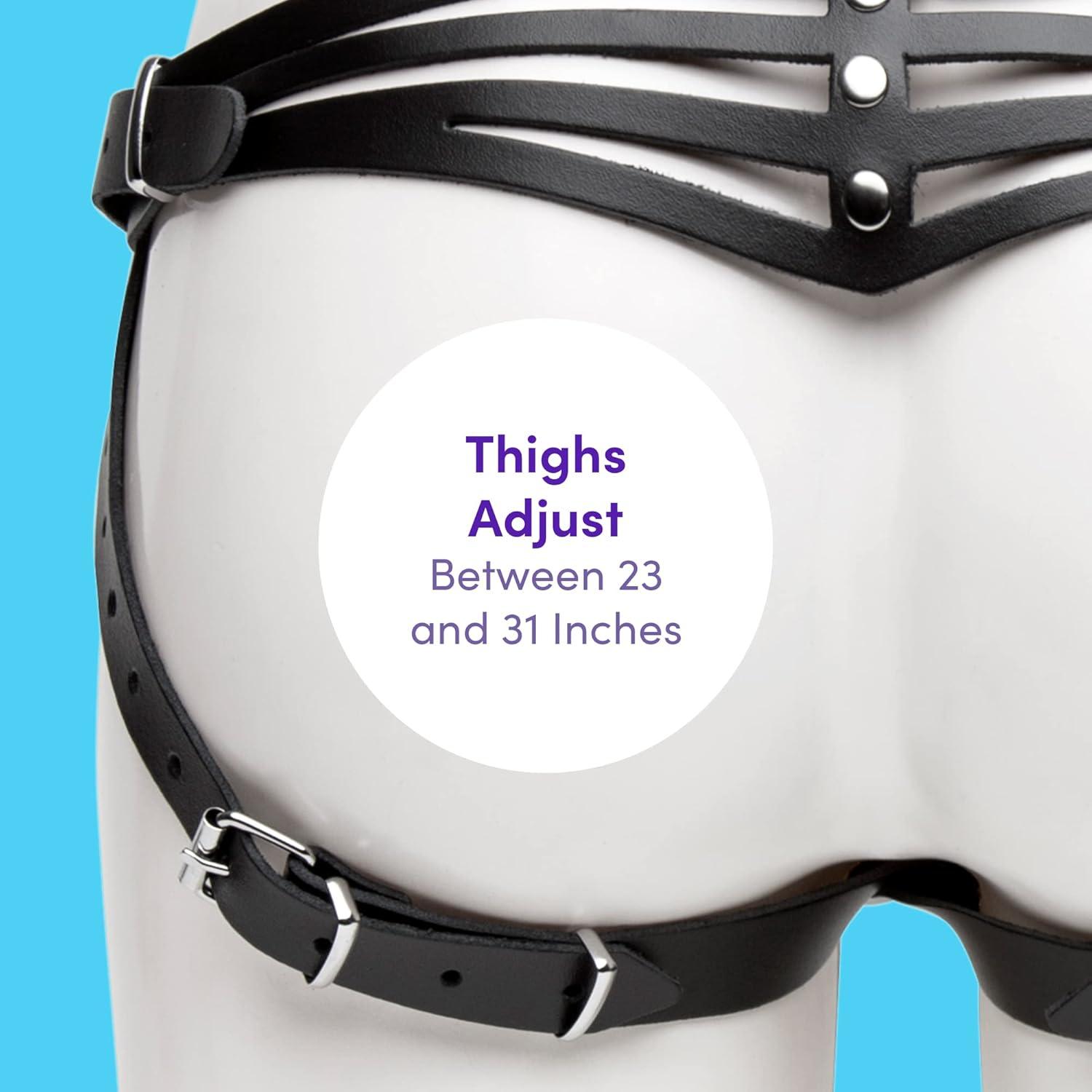 imageLovehoney Dominix Deluxe Strap On Harness Adjustable Luxury Leather Harness for Pegging Includes Adjustable ORing with Buckle Fastenings Black