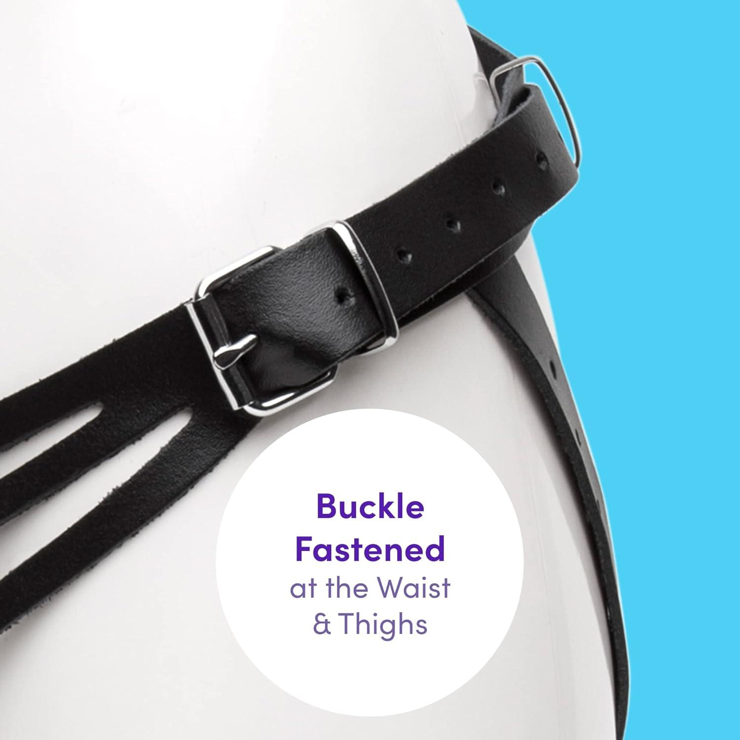 imageLovehoney Dominix Deluxe Strap On Harness Adjustable Luxury Leather Harness for Pegging Includes Adjustable ORing with Buckle Fastenings Black