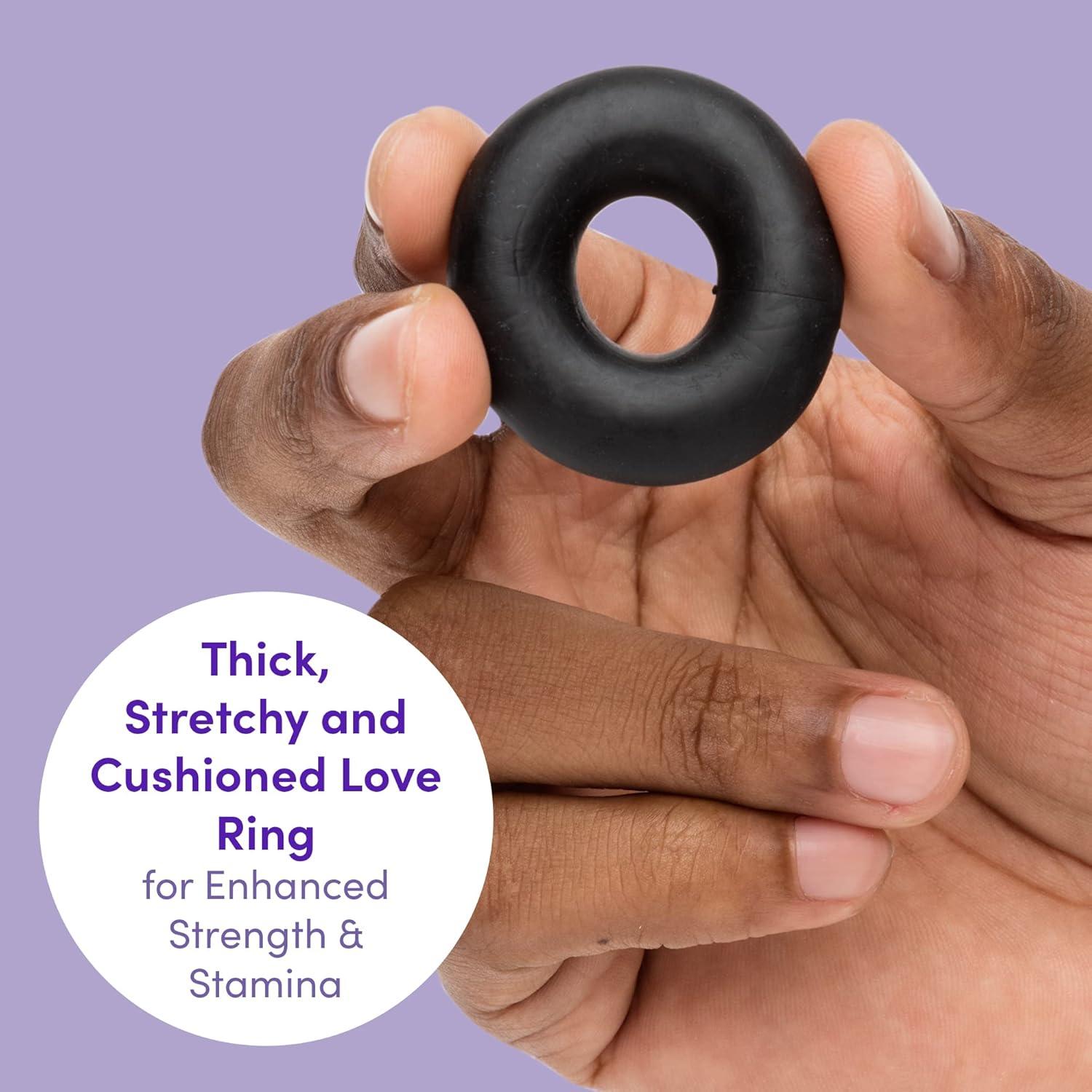 imageLovehoney Donut Cock Ring Sex Toys for Men Ultra Thick Stretchy Penis Ring for Longer Lasting Stronger Erections Male Sexual Pleasure Tools for Enhancing Erections Couples Sex Toys ClearBlack