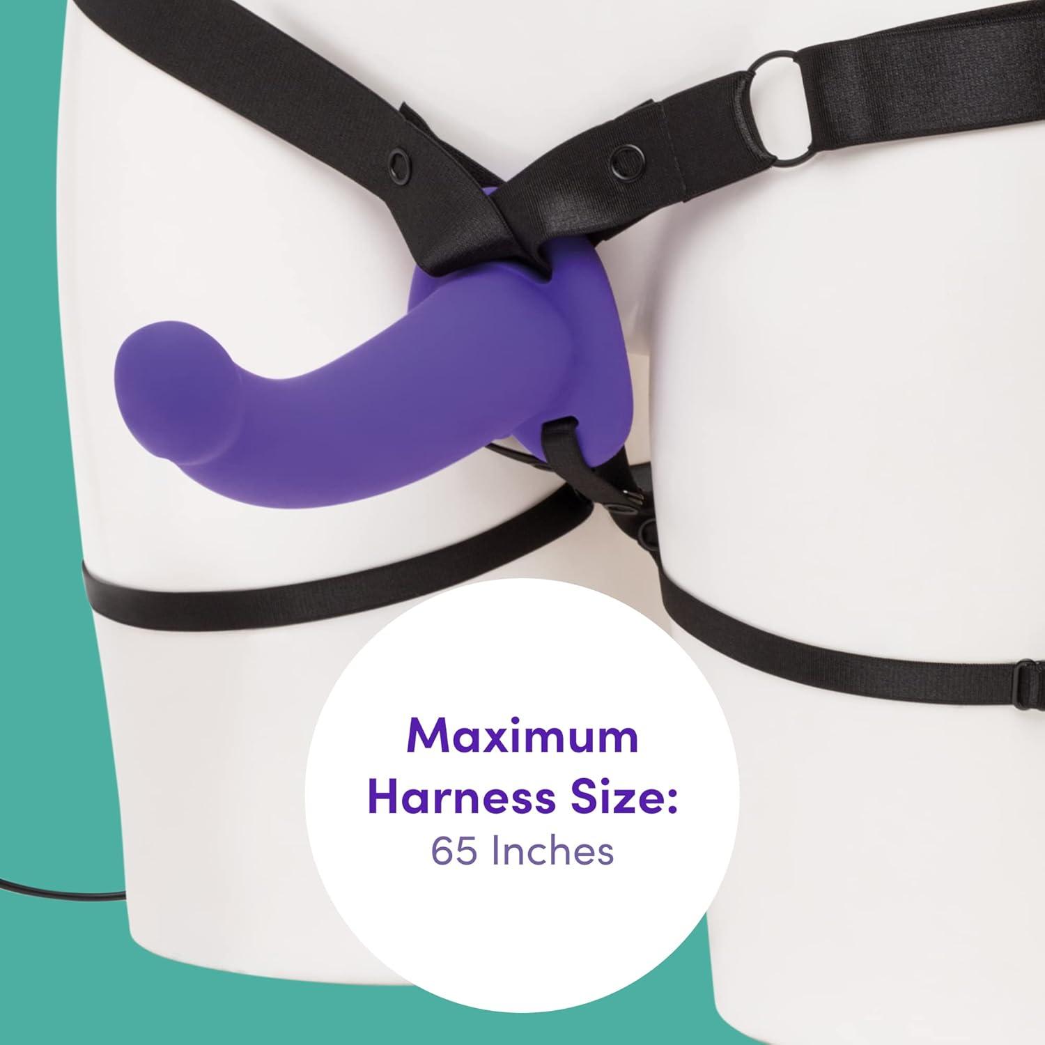 imageLovehoney Double Duty Strap On Vibrating Dildo Curved 7 Inch Silicone Dildo for Women with Wired Remote Control Elasticated amp Adjustable Harness Adult Sex Toy Purple