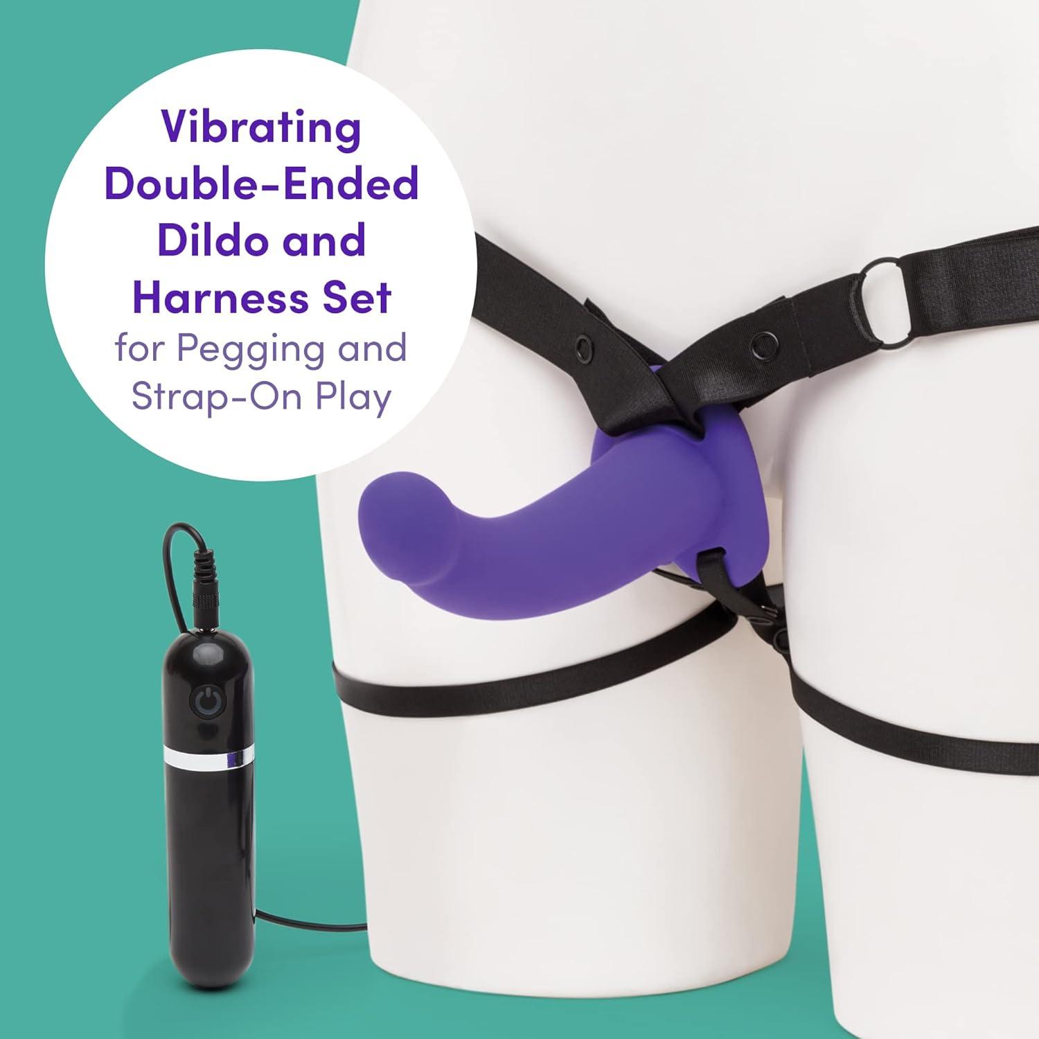 imageLovehoney Double Duty Strap On Vibrating Dildo Curved 7 Inch Silicone Dildo for Women with Wired Remote Control Elasticated amp Adjustable Harness Adult Sex Toy Purple