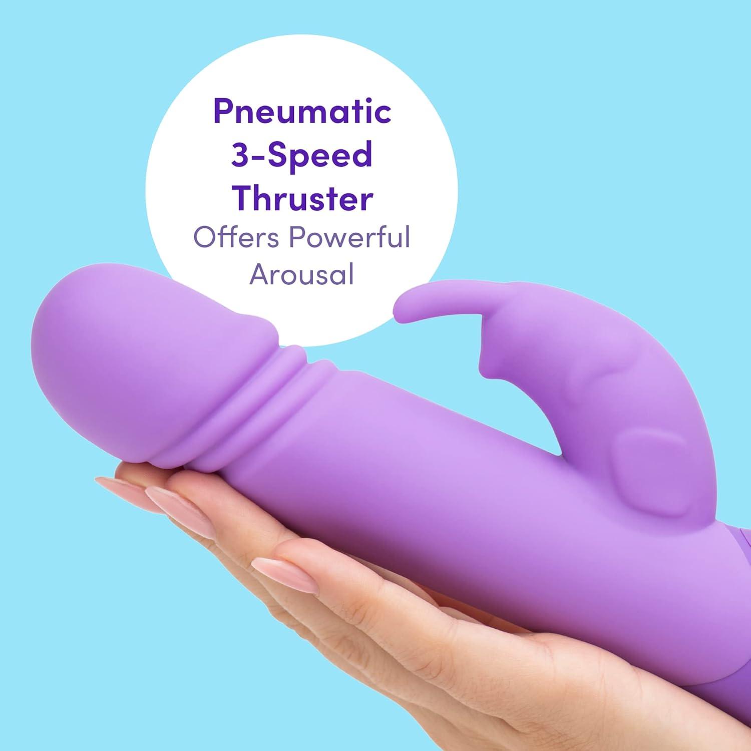 imageLovehoney Dream Thrusting Rabbit Vibrator 5 Inch Silicone Vibrator for Women with 3 Speed Thruster Dual Stimulation Adult Sex Toy Rechargeable amp Waterproof Purple