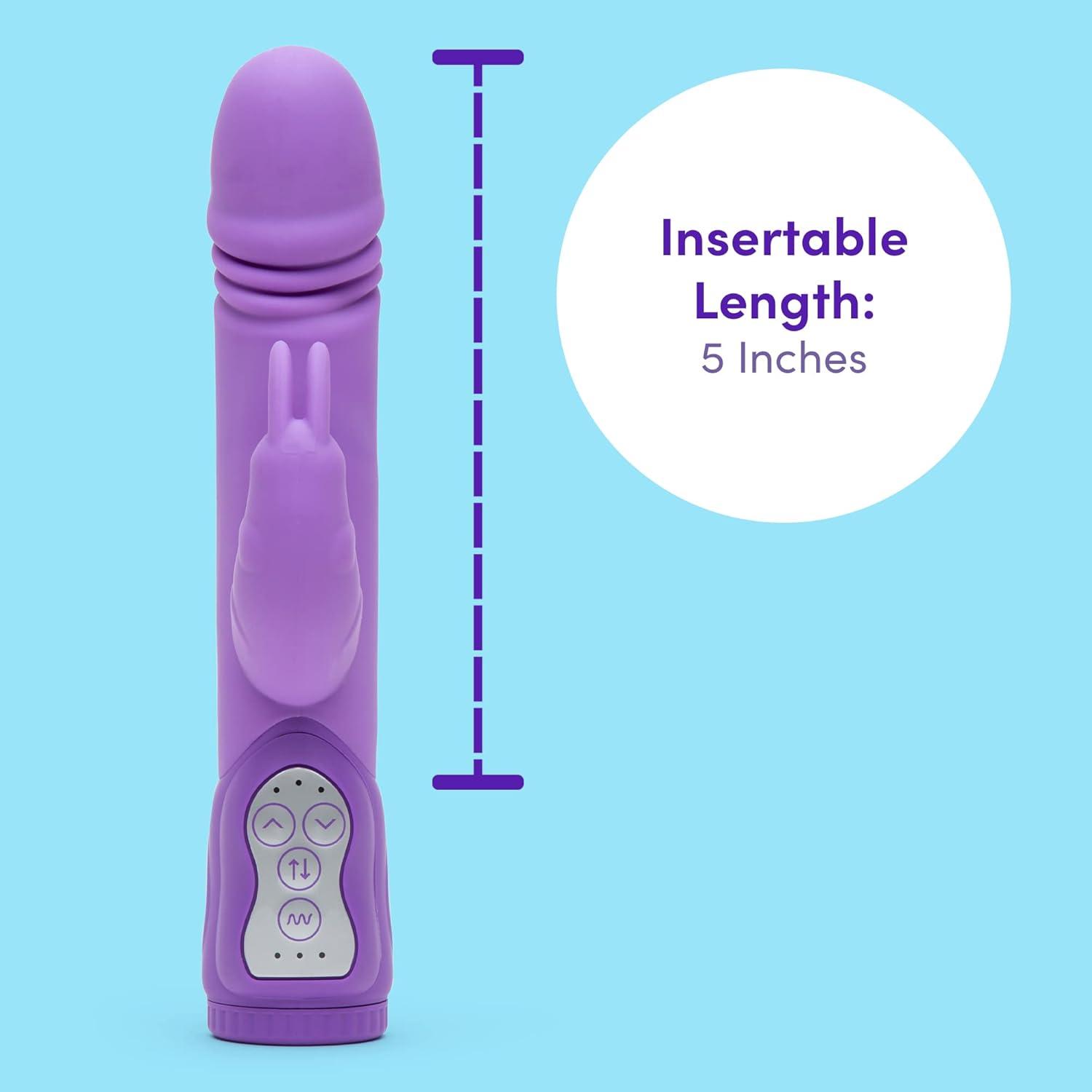 imageLovehoney Dream Thrusting Rabbit Vibrator 5 Inch Silicone Vibrator for Women with 3 Speed Thruster Dual Stimulation Adult Sex Toy Rechargeable amp Waterproof Purple