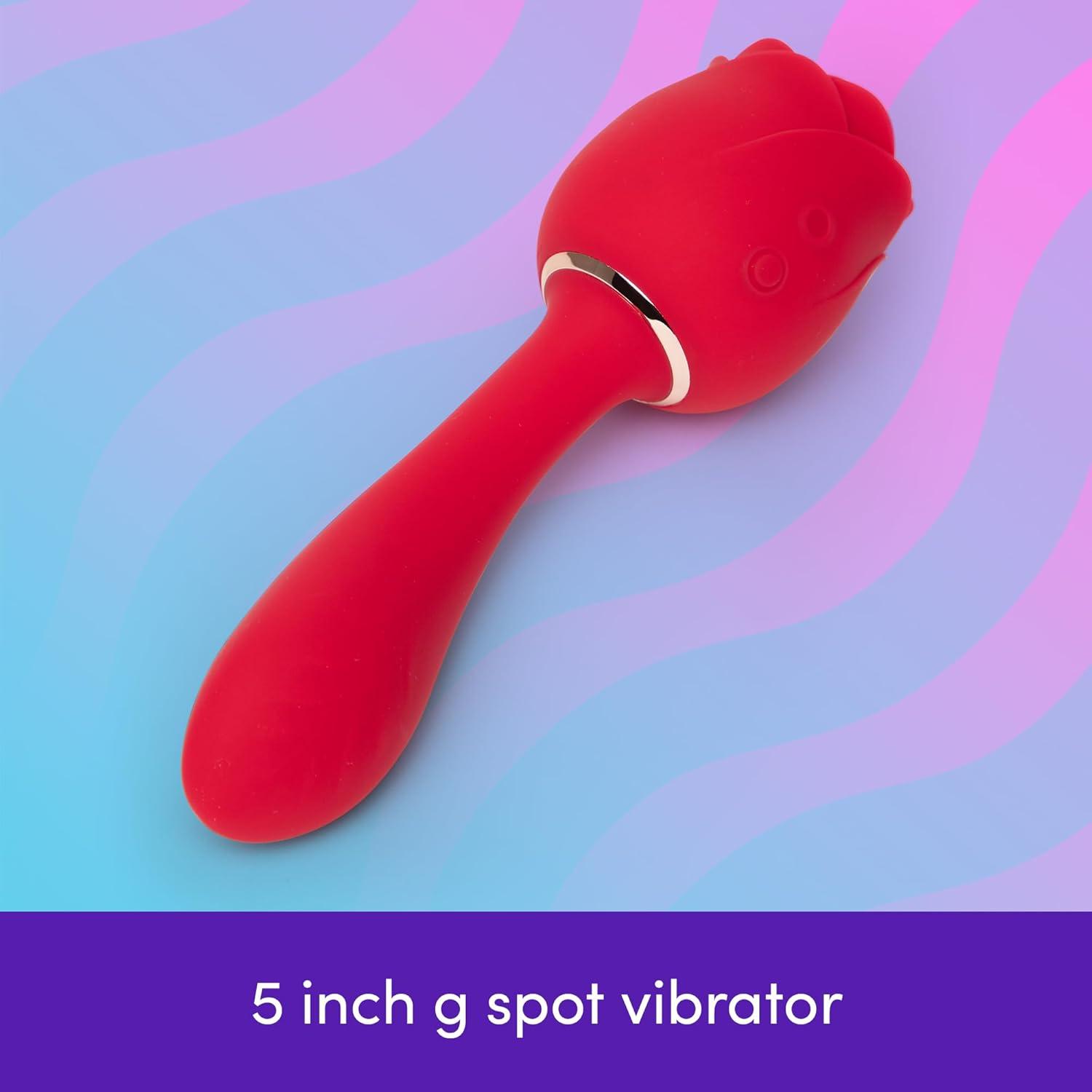 imageLovehoney Floral Fantasy 2 in 1 Rose Clitoral Sucking Toy amp GSpot Vibrator Rose Sex Toy Clit Sucker with 6 Suction Speeds 5 Inch Flexible G Spot Vibrator for Women Rechargeable amp Waterproof