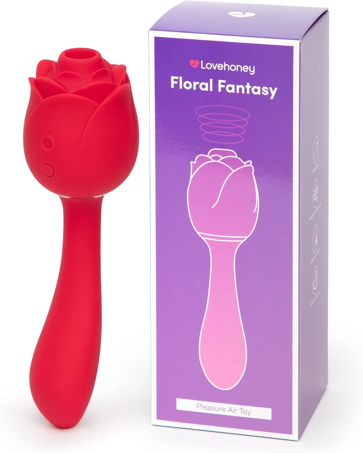 imageLovehoney Floral Fantasy 2 in 1 Rose Clitoral Sucking Toy amp GSpot Vibrator Rose Sex Toy Clit Sucker with 6 Suction Speeds 5 Inch Flexible G Spot Vibrator for Women Rechargeable amp Waterproof