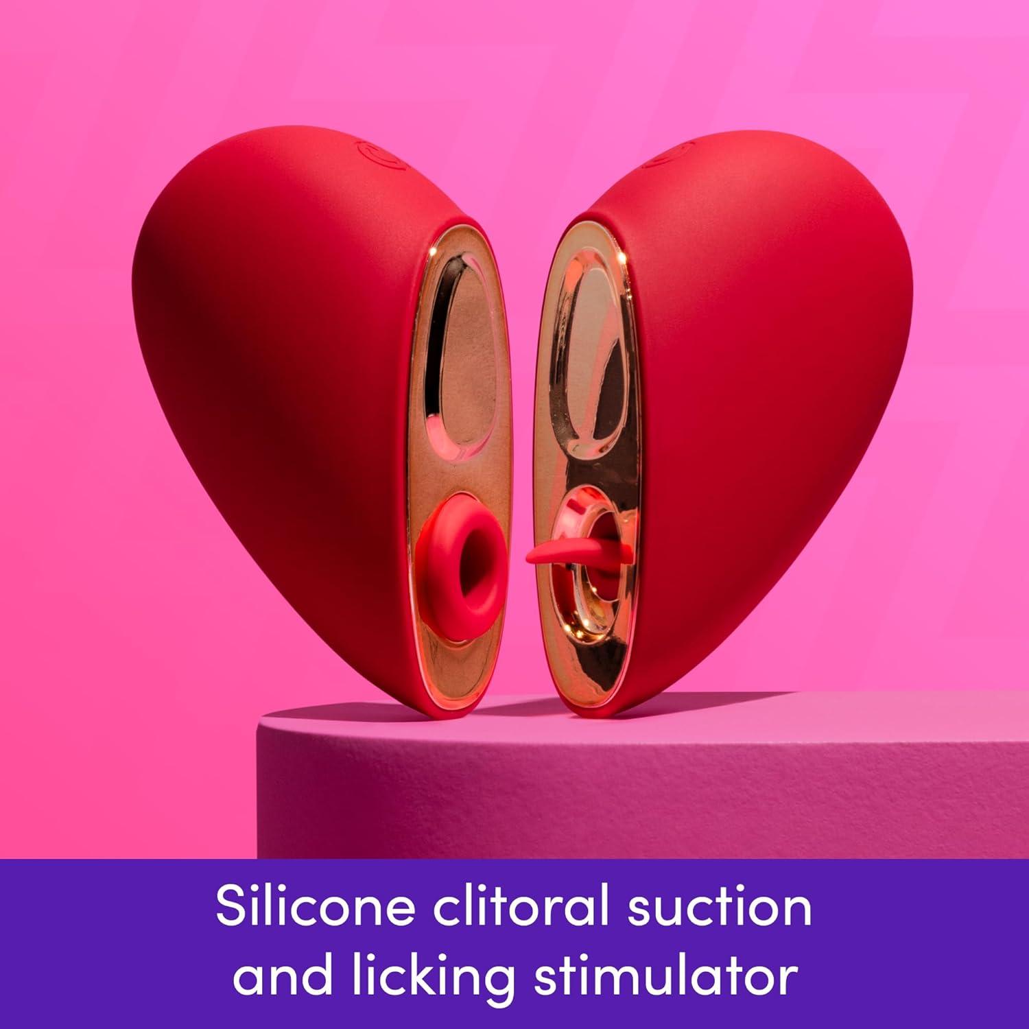 imageLovehoney Heart Duo Licking amp Sucking Vibrator Powerful Clit Sucker Sexual Stimulator amp Pussy Licker for Women Adult Sex Toy Tongue Motion for Clitoris Pleasure Licker Clitoral Sucking Device