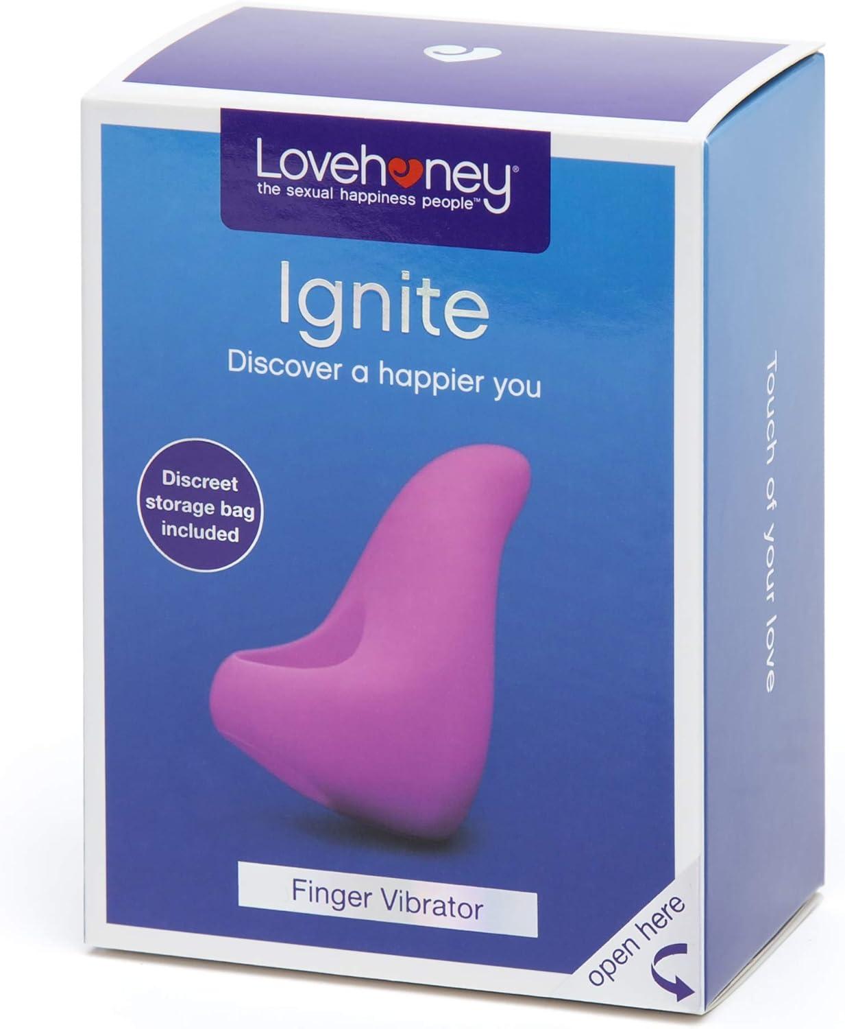 imageLovehoney Ignite Finger Vibrator Silicone Finger Vibe for Beginners 20 Function Adult Sex Toy for Couples with Travel Lock Waterproof Rechargeable Pink