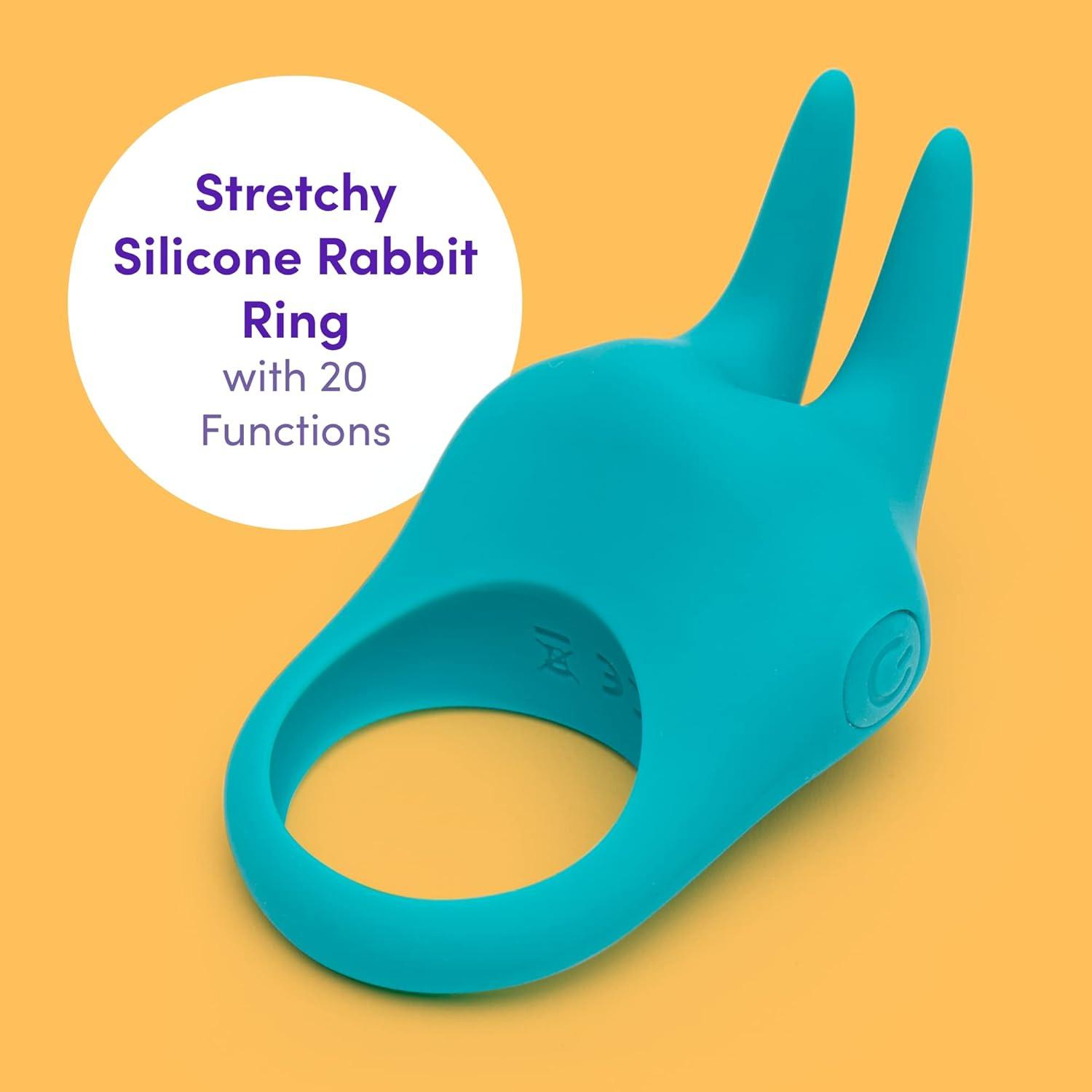 imageLovehoney Ignite Rabbit Vibrating Cock Ring Stretchy Silicone Penis Ring 20 Function Stimulation Device for Couples Sex Rechargeable Waterproof Turquoise