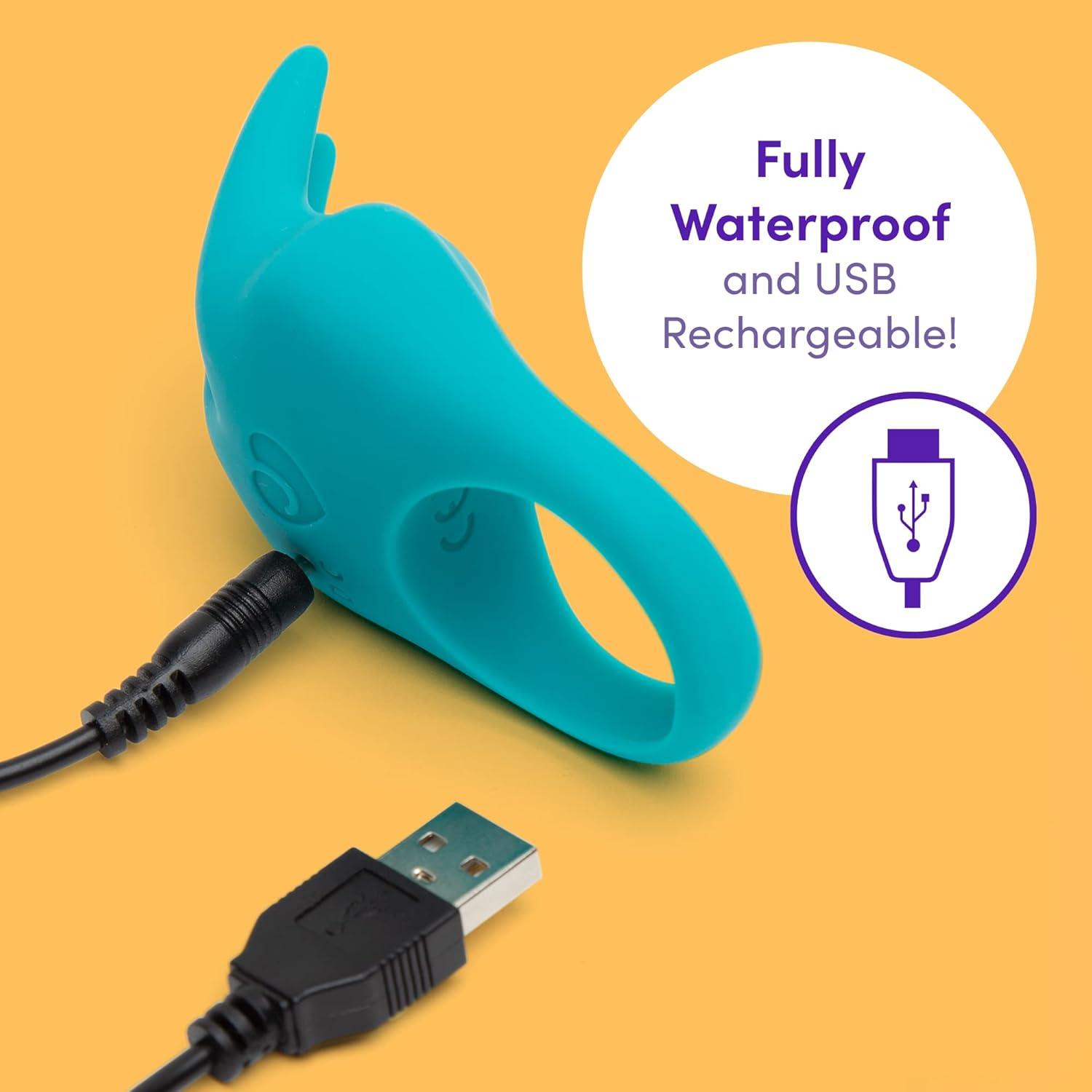 imageLovehoney Ignite Rabbit Vibrating Cock Ring Stretchy Silicone Penis Ring 20 Function Stimulation Device for Couples Sex Rechargeable Waterproof Turquoise