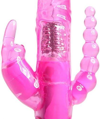 imageLovehoney Jessica Triple Rabbit Vibrator 4 Inch Vibrator for Women with Anal Beads 7 Patterns amp 3 Speeds Adult Sex Toy Waterproof Pink