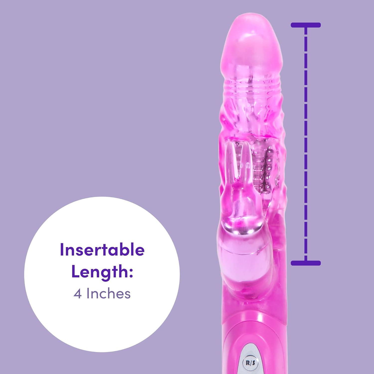 imageLovehoney Jessica Triple Rabbit Vibrator 4 Inch Vibrator for Women with Anal Beads 7 Patterns amp 3 Speeds Adult Sex Toy Waterproof Pink