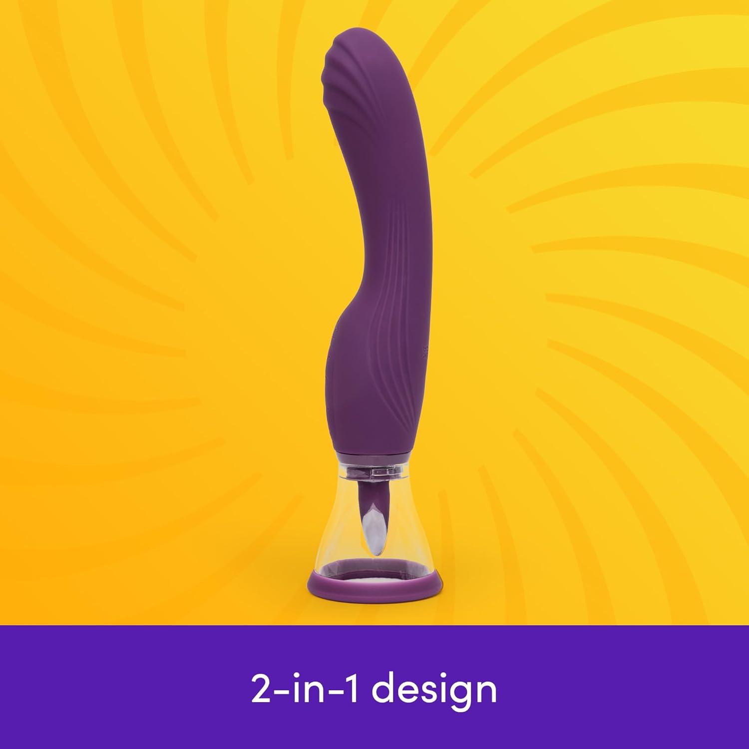 imageLovehoney Lick Me Vibrating Pussy Pump amp Tongue Vibrator Rechargeable Licking amp Suction Toy for Vulva Nipple amp GSpot 8 Tongue Modes 8 Vibration Patterns DualUse Handle for Intense Pleasure