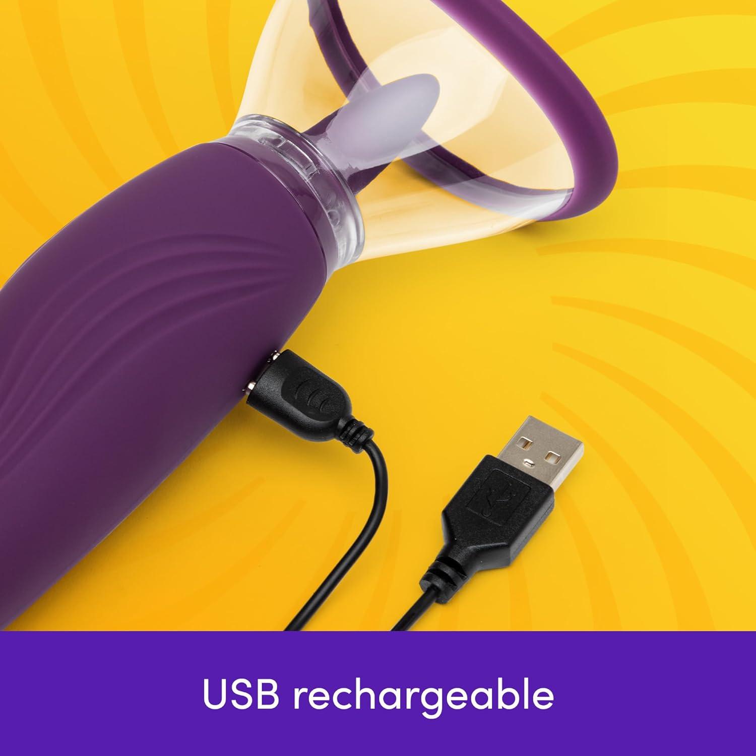 imageLovehoney Lick Me Vibrating Pussy Pump amp Tongue Vibrator Rechargeable Licking amp Suction Toy for Vulva Nipple amp GSpot 8 Tongue Modes 8 Vibration Patterns DualUse Handle for Intense Pleasure
