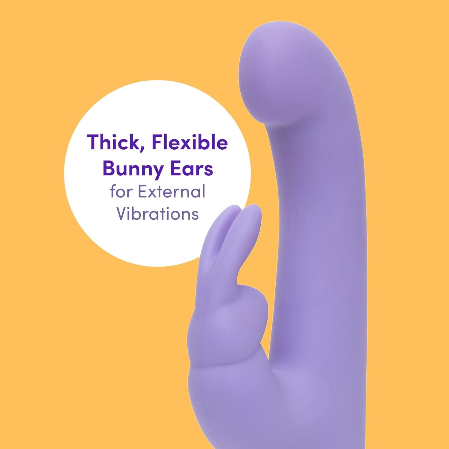 imageLovehoney Luxury Rabbit Vibrator 45 Inch 15 Function Silicone G Spot Vibrator for Women Slim Tapered Shaft with Thick Flexible Rabbit Ears Rechargeable amp Waterproof Purple
