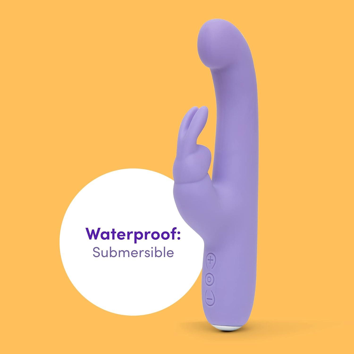 imageLovehoney Luxury Rabbit Vibrator 45 Inch 15 Function Silicone G Spot Vibrator for Women Slim Tapered Shaft with Thick Flexible Rabbit Ears Rechargeable amp Waterproof Purple