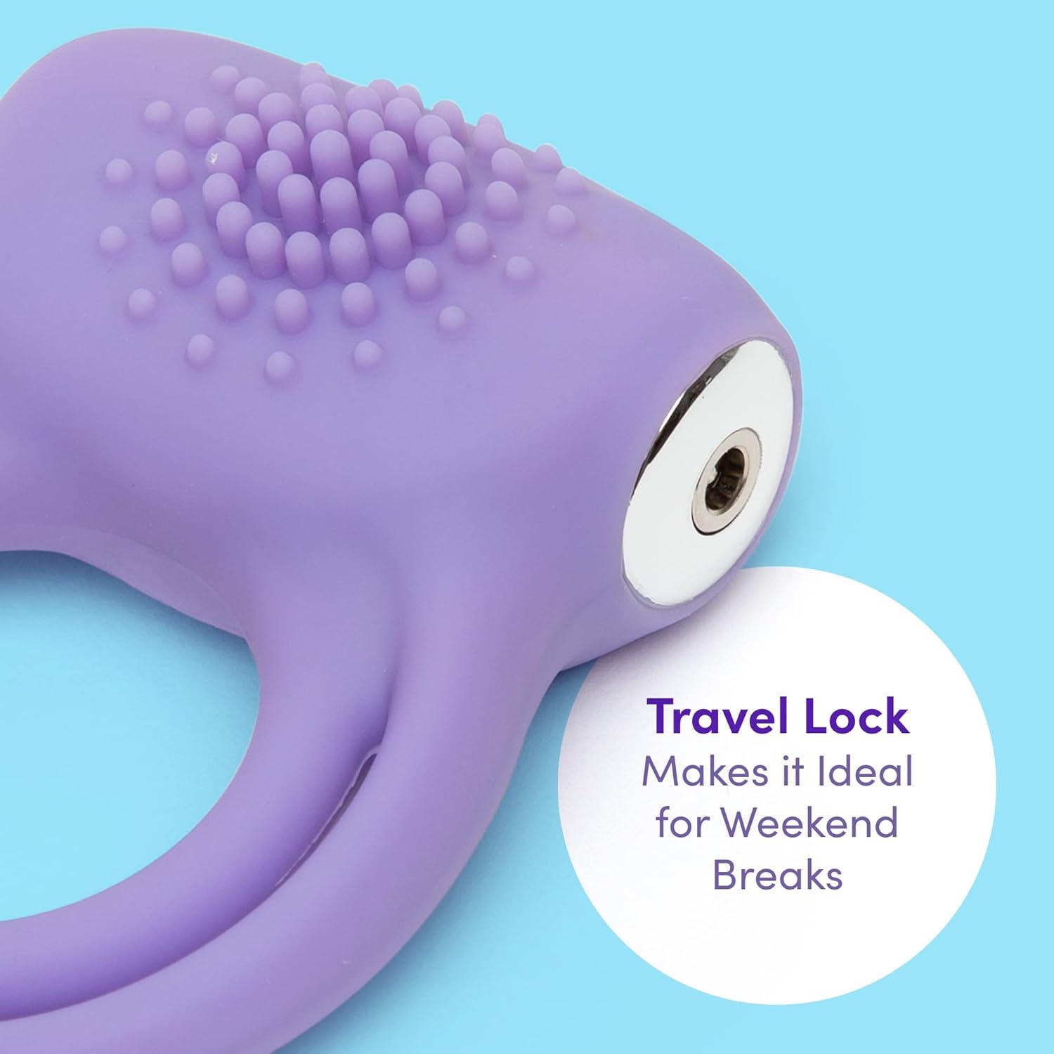 imageLovehoney Luxury Vibrating Cock Ring Stretchy Textured Double Penis Ring 12 Function Stimulation Device for Couples Sex Rechargeable Waterproof Purple