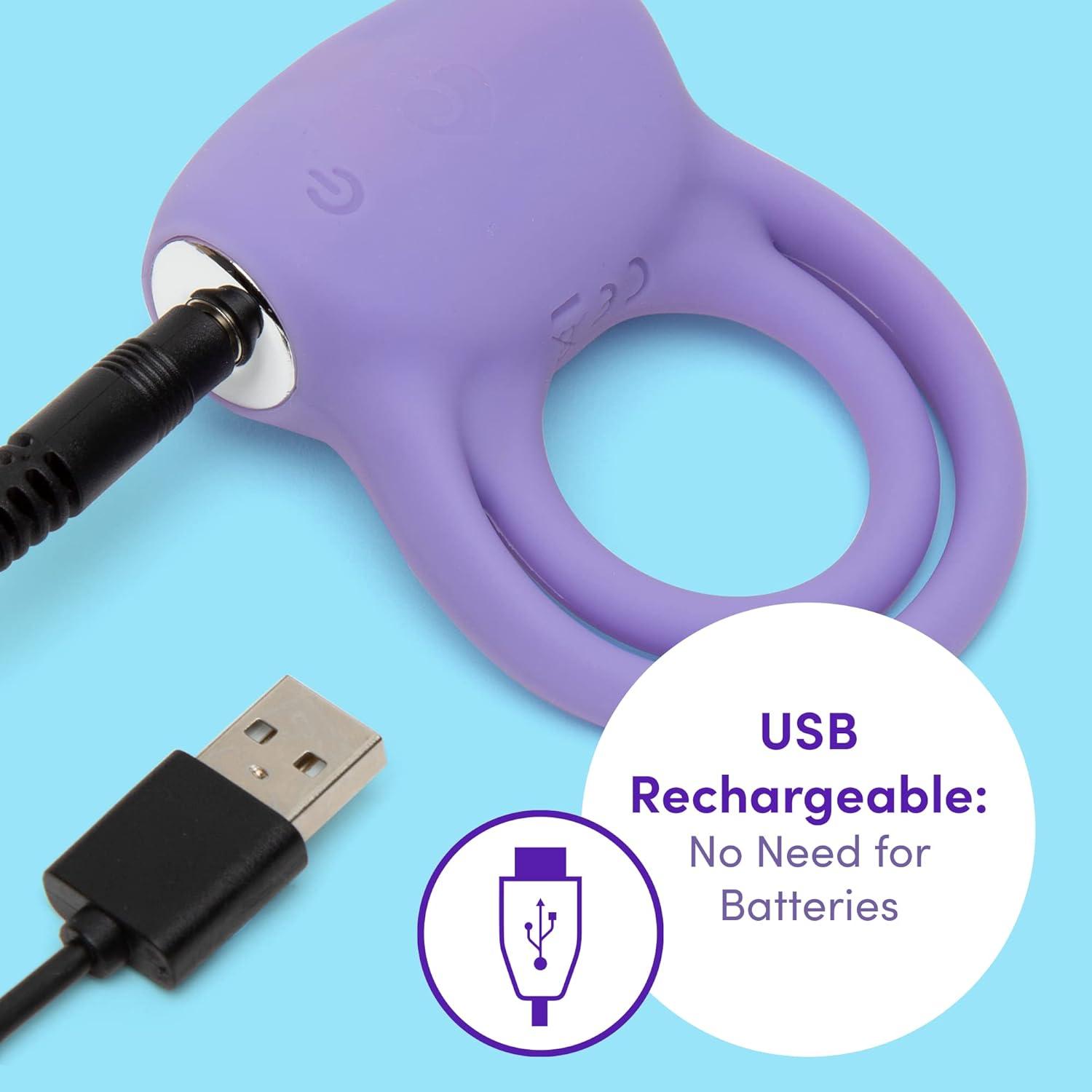 imageLovehoney Luxury Vibrating Cock Ring Stretchy Textured Double Penis Ring 12 Function Stimulation Device for Couples Sex Rechargeable Waterproof Purple