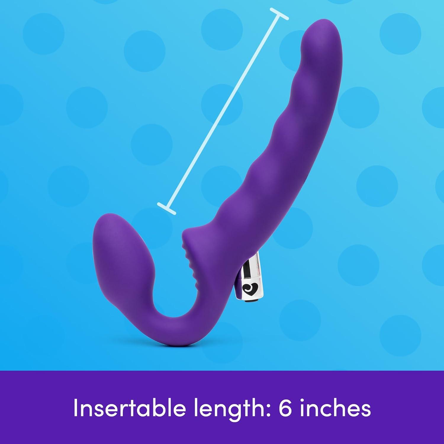 imageLovehoney Posable Strapless Strap On Dildo for Women 6 Inch Silicone Rippled Double Ended Dildo Vibrator for Couples Rechargeable Bullet Vibrator with 10 Modes Textured Clit Stimulator Sex Toy
