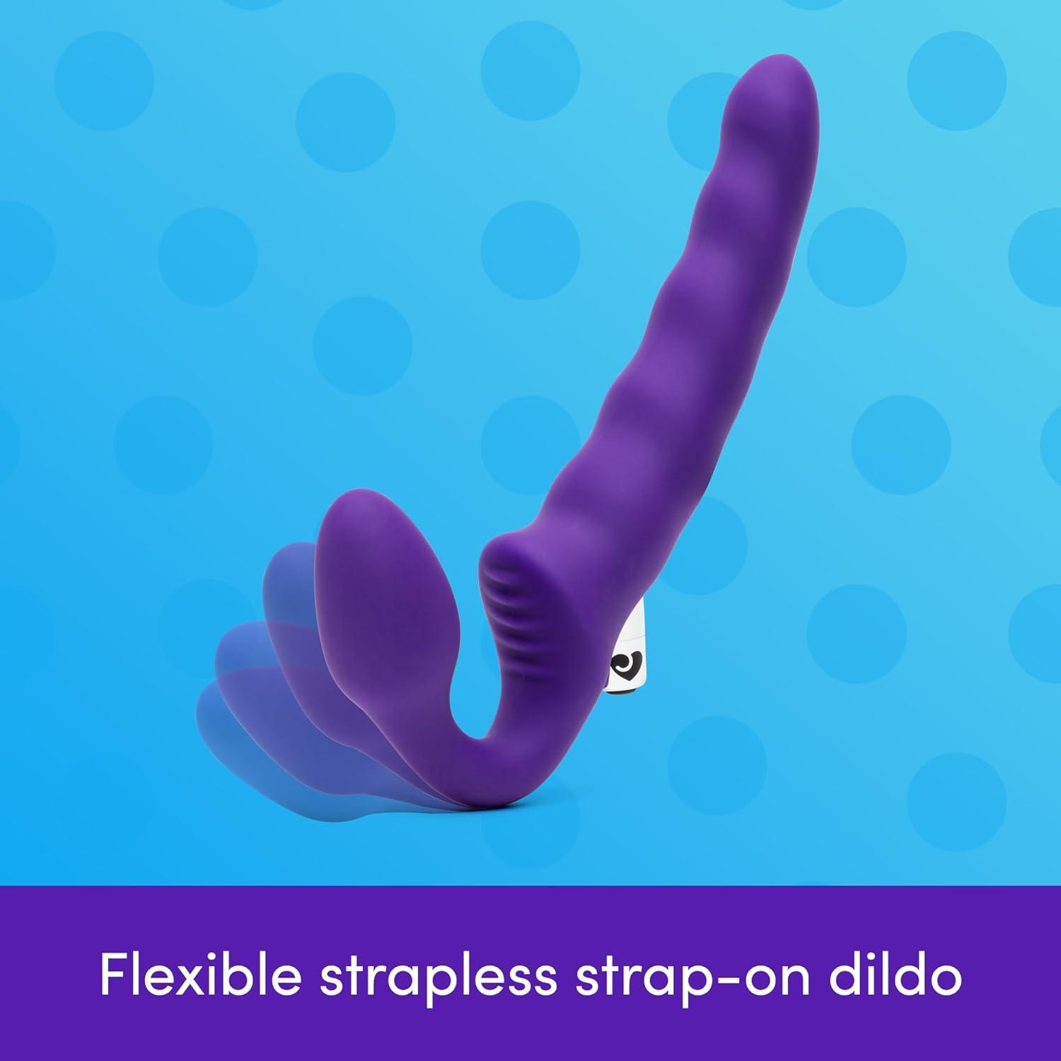 imageLovehoney Posable Strapless Strap On Dildo for Women 6 Inch Silicone Rippled Double Ended Dildo Vibrator for Couples Rechargeable Bullet Vibrator with 10 Modes Textured Clit Stimulator Sex Toy