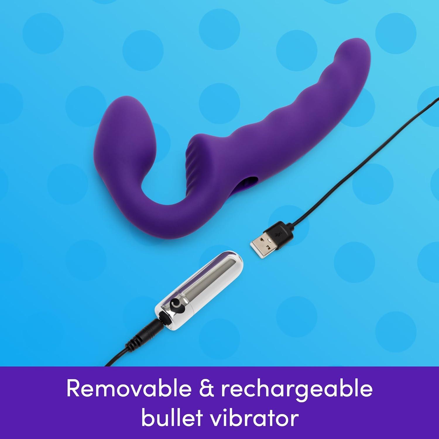 imageLovehoney Posable Strapless Strap On Dildo for Women 6 Inch Silicone Rippled Double Ended Dildo Vibrator for Couples Rechargeable Bullet Vibrator with 10 Modes Textured Clit Stimulator Sex Toy