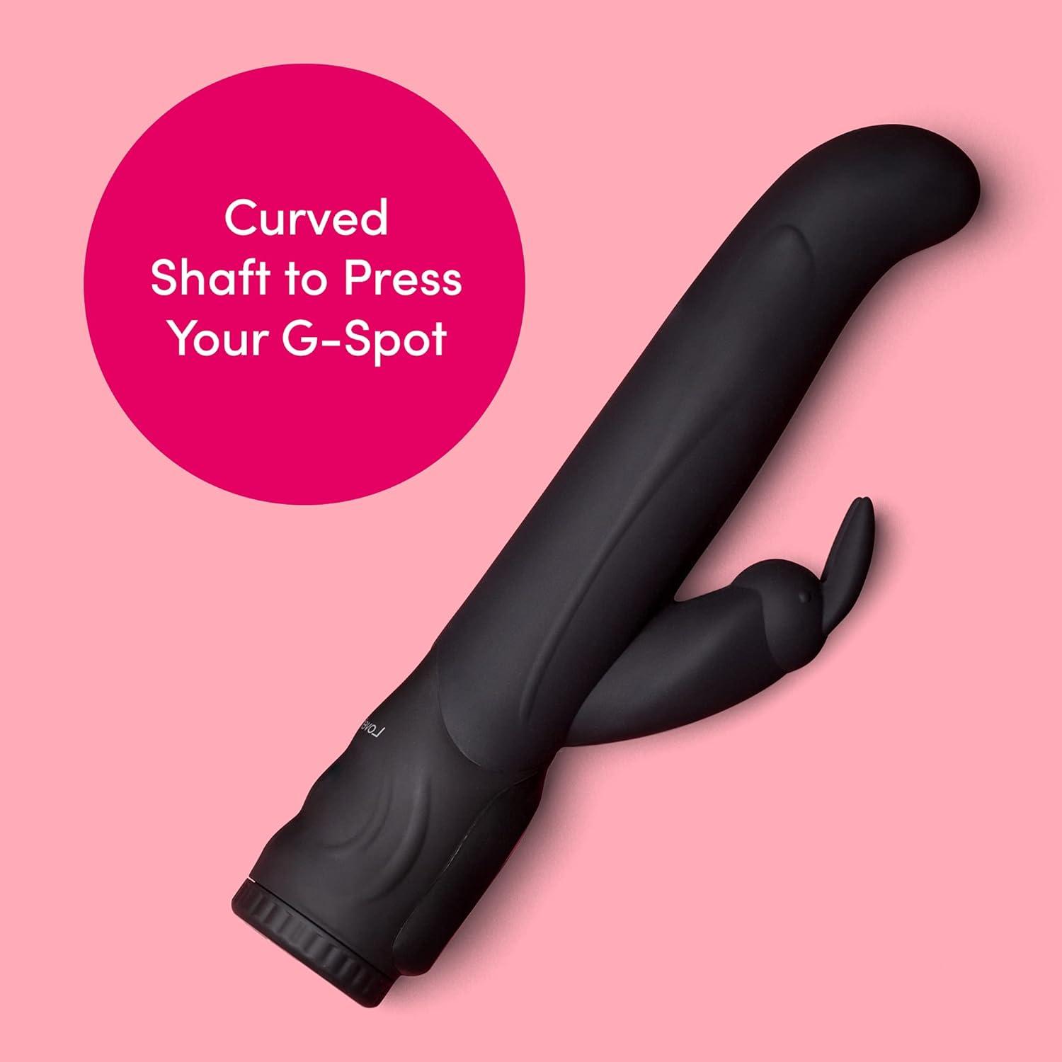 imageLovehoney Power Play Rabbit Vibrator 55 Inch Curved G Spot Vibrator for Women 7 Patterns amp 3 Speeds Silicone Dual Stimulation Adult Sex Toy Waterproof Black