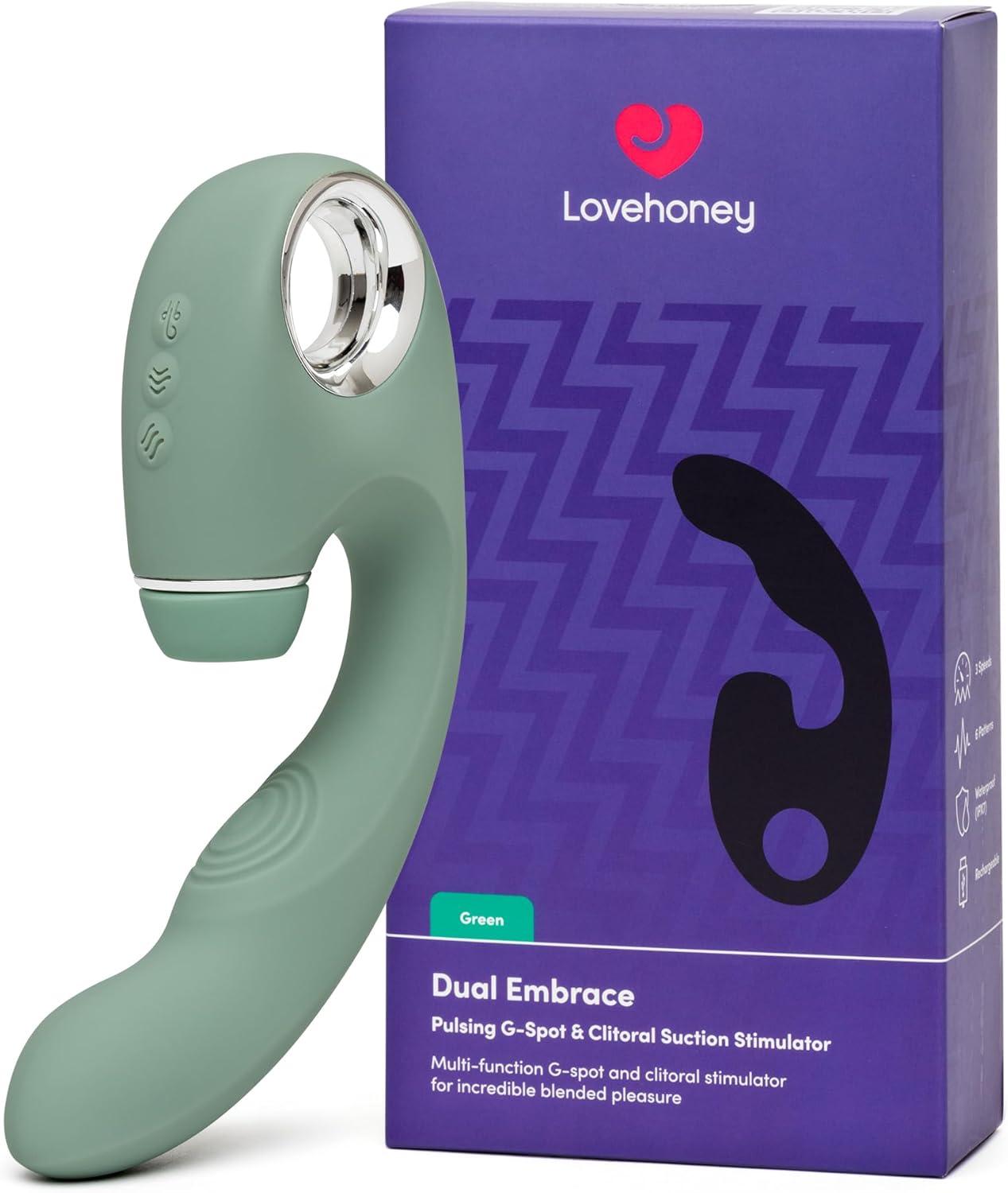 imageLovehoney Pulsing G Spot Vibrator amp Clit Sucker Stimulator Dual Stimulation Silicone Vibrating Dildo for Women Clitoral Suction Adult Toy Sexual Pleasure Personal Massager Sex Toys for Couples
