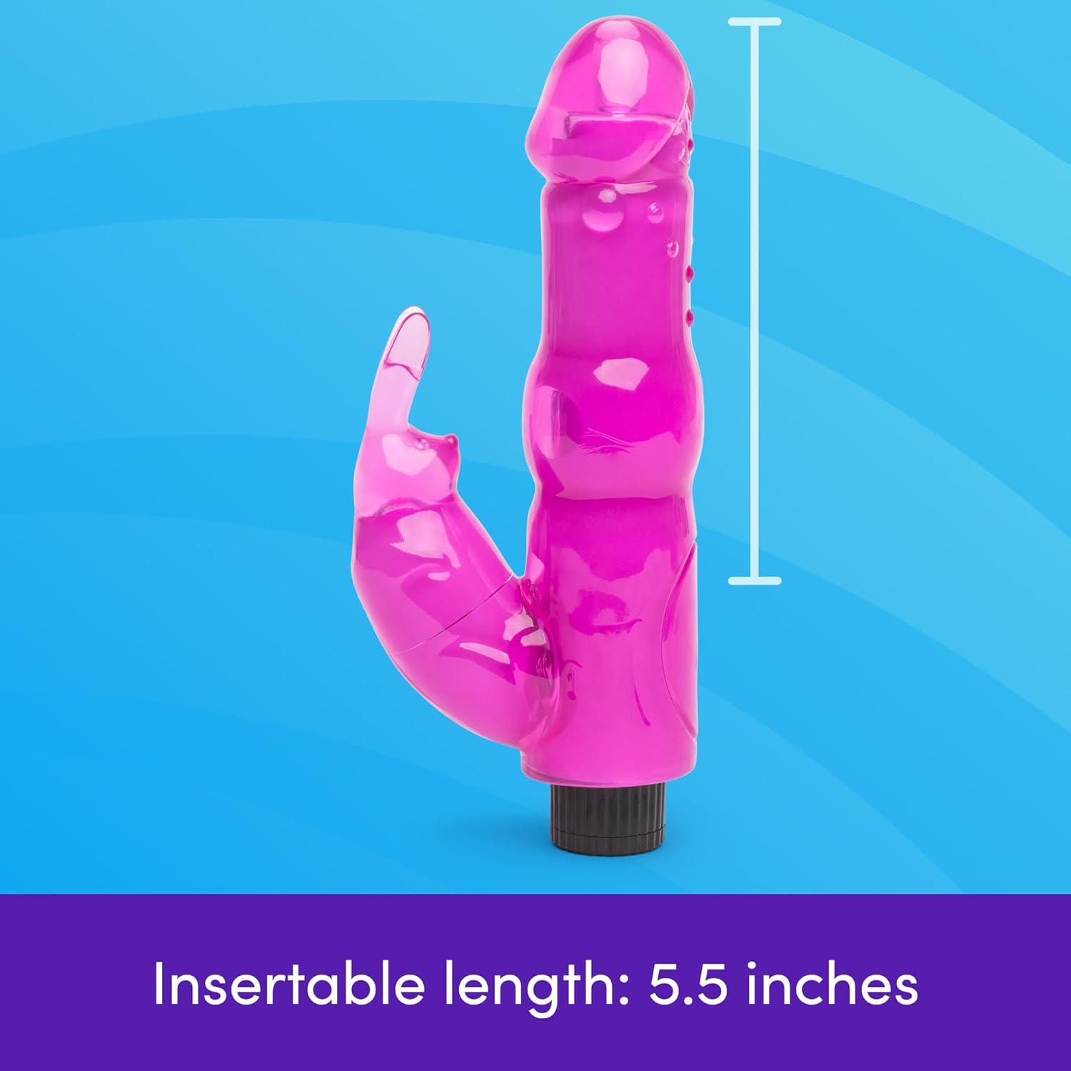 imageLovehoney Rabbit Vibrator 55 Inch Beginner Friendly G Spot Vibrator for Women Easy to Use Dual Stimulation Adult Sex Toy Waterproof PurplePink