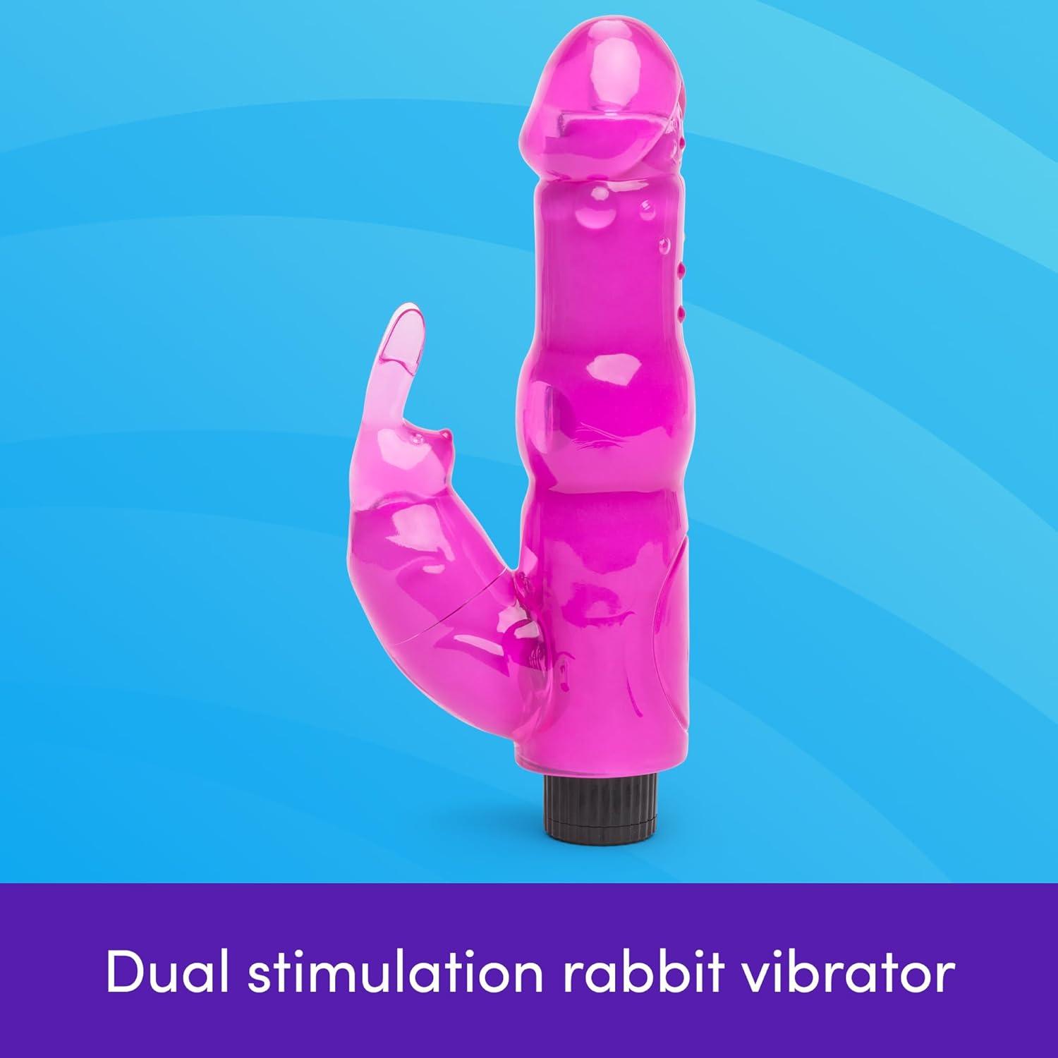 imageLovehoney Rabbit Vibrator 55 Inch Beginner Friendly G Spot Vibrator for Women Easy to Use Dual Stimulation Adult Sex Toy Waterproof PurplePink