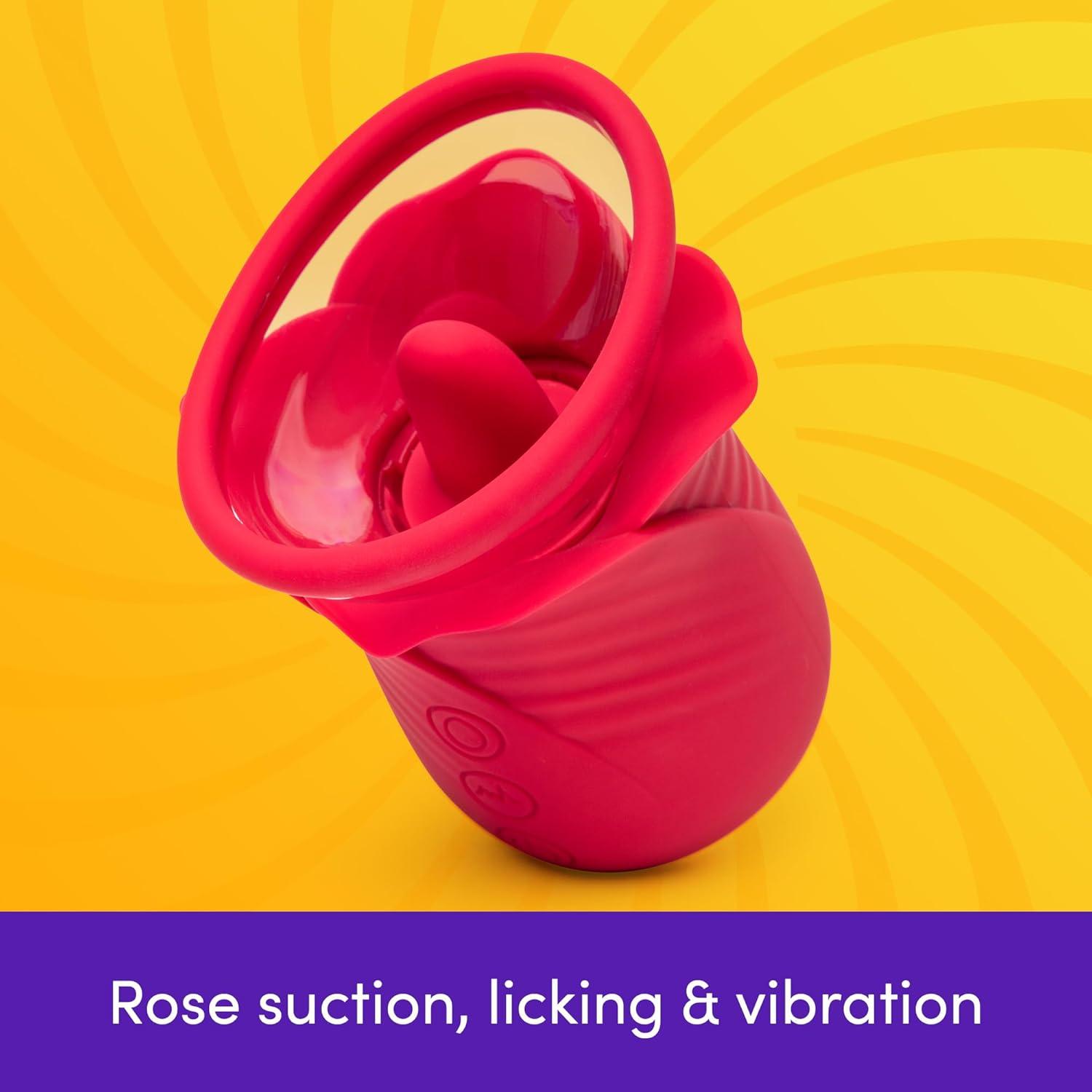 imageLovehoney Rose Vibrating Pussy Pump amp Clitoral Stimulator Powerful Rose Suction Toy with Flickering Tongue 3 Speeds 7 Modes Intense Clitoral Vulva amp Nipple Stimulation USB Rechargeable