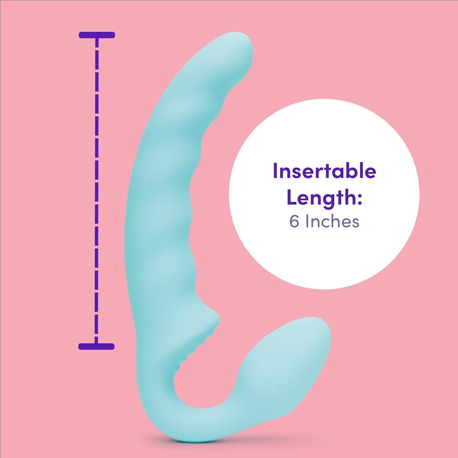 imageLovehoney Strapless Strap On Dildo Flexible 7 Inch Dildo for Women Curved Rippled Shaft for GSpot Stimulation Soft to Touch Silicone Adult Sex Toy Waterproof Aqua