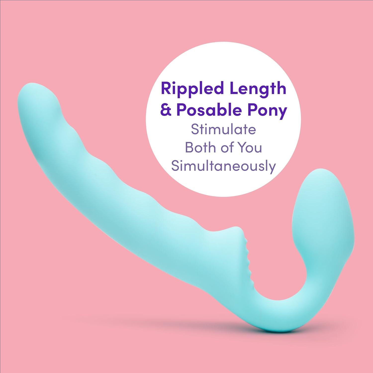 imageLovehoney Strapless Strap On Dildo Flexible 7 Inch Dildo for Women Curved Rippled Shaft for GSpot Stimulation Soft to Touch Silicone Adult Sex Toy Waterproof Aqua