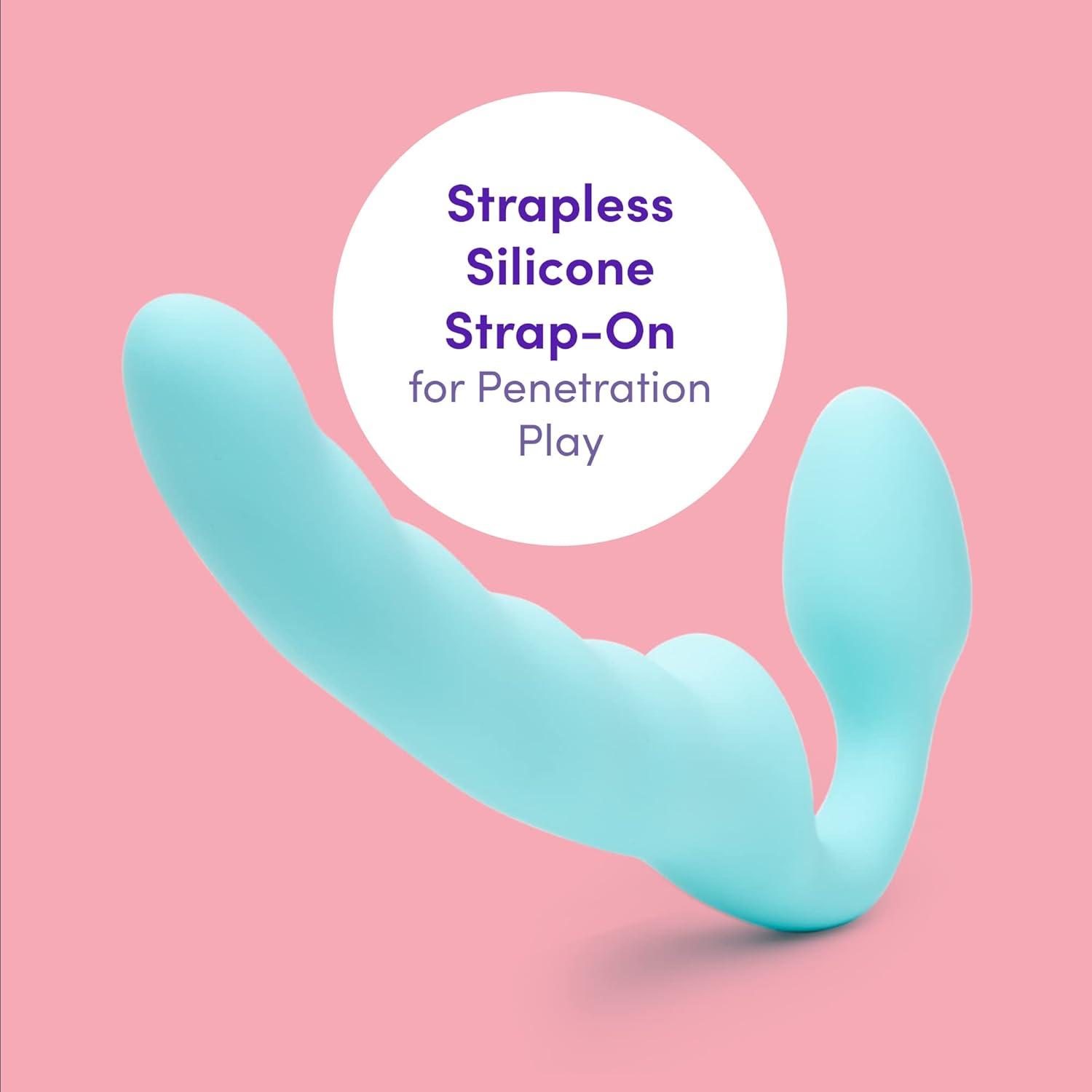 imageLovehoney Strapless Strap On Dildo Flexible 7 Inch Dildo for Women Curved Rippled Shaft for GSpot Stimulation Soft to Touch Silicone Adult Sex Toy Waterproof Aqua
