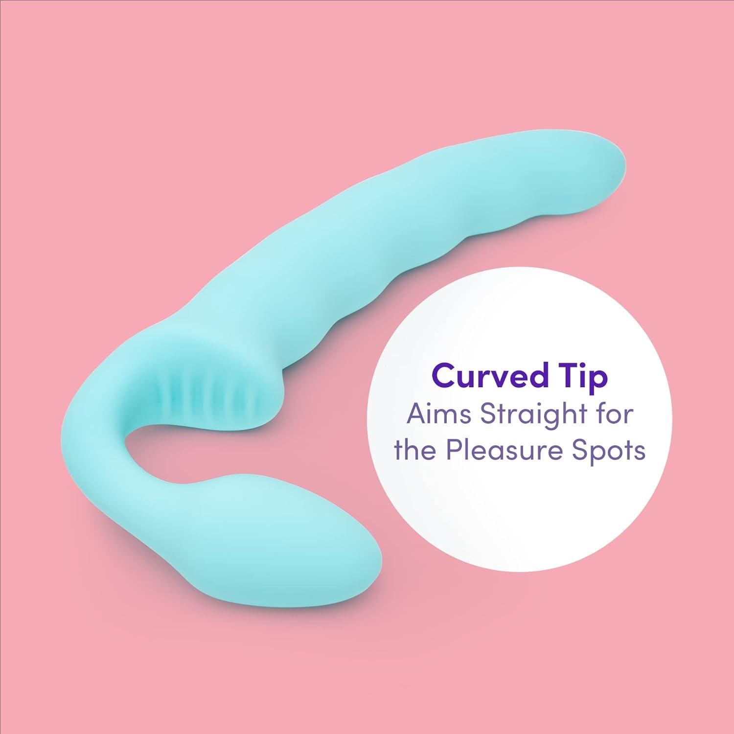 imageLovehoney Strapless Strap On Dildo Flexible 7 Inch Dildo for Women Curved Rippled Shaft for GSpot Stimulation Soft to Touch Silicone Adult Sex Toy Waterproof Aqua