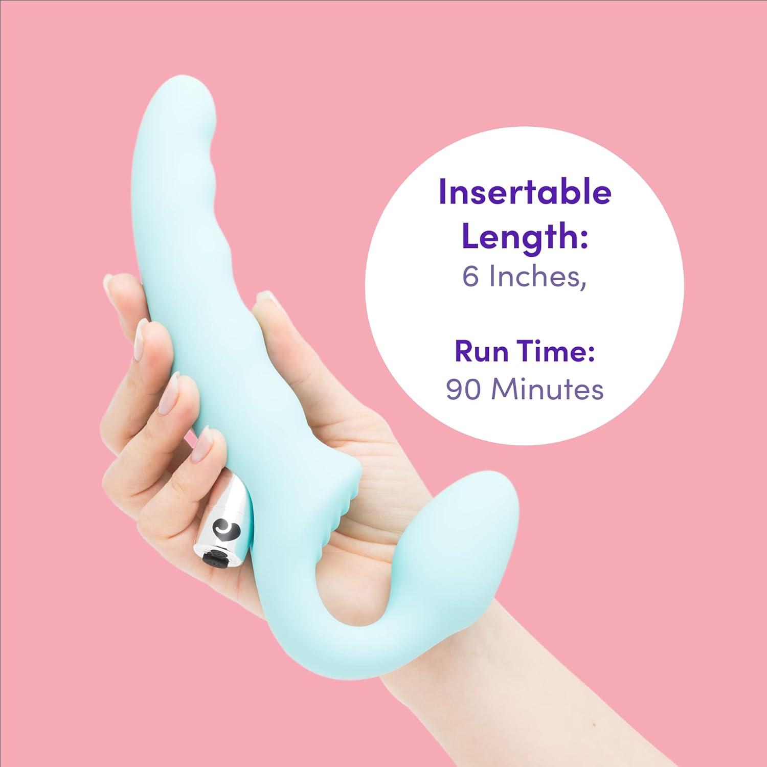 imageLovehoney Strapless Strap On Vibrating Dildo Flexible 7 Inch Dildo for Women Curved Rippled Shaft for GSpot Stimulation Rechargeable Bullet Vibrator Adult Sex Toy Waterproof Aqua