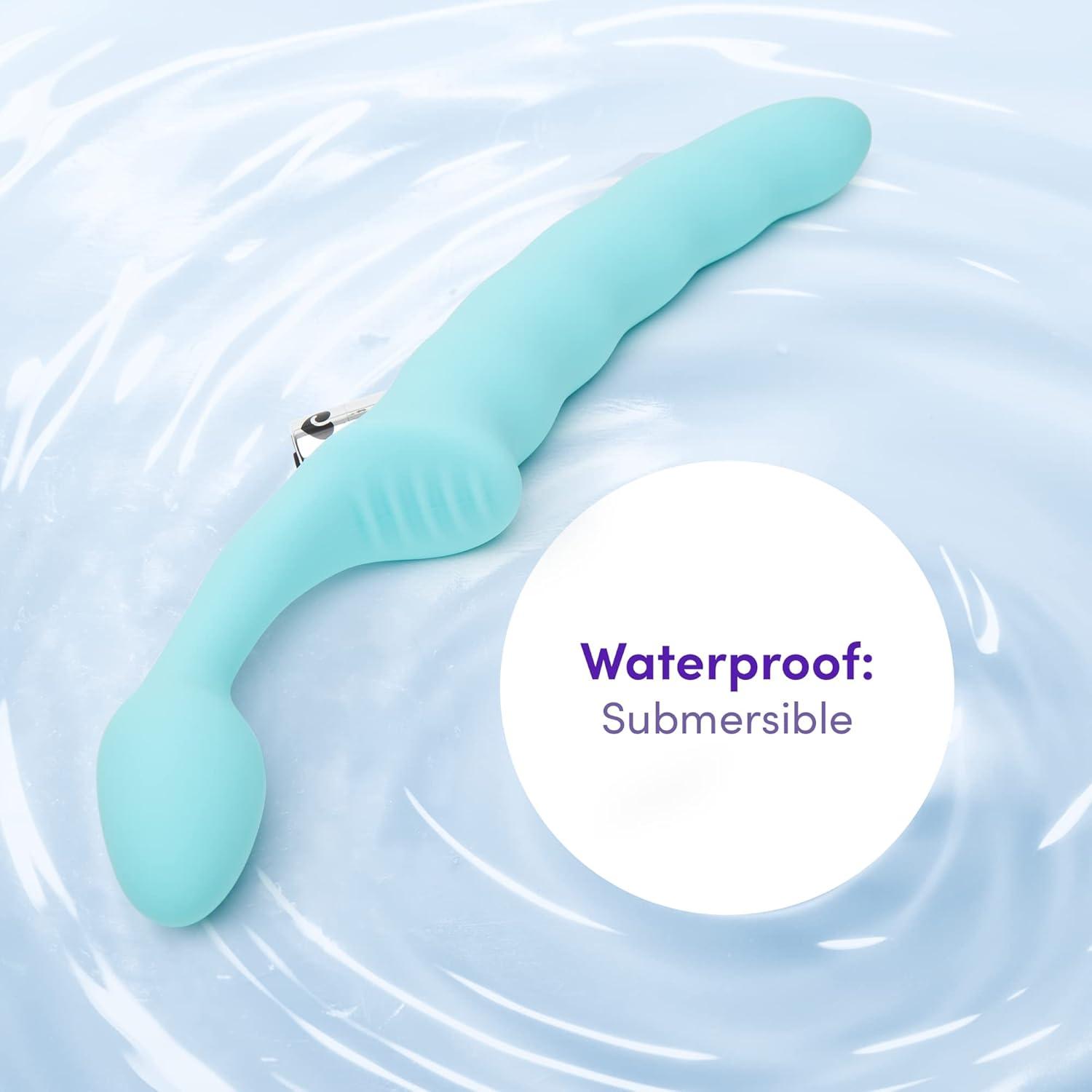 imageLovehoney Strapless Strap On Vibrating Dildo Flexible 7 Inch Dildo for Women Curved Rippled Shaft for GSpot Stimulation Rechargeable Bullet Vibrator Adult Sex Toy Waterproof Aqua