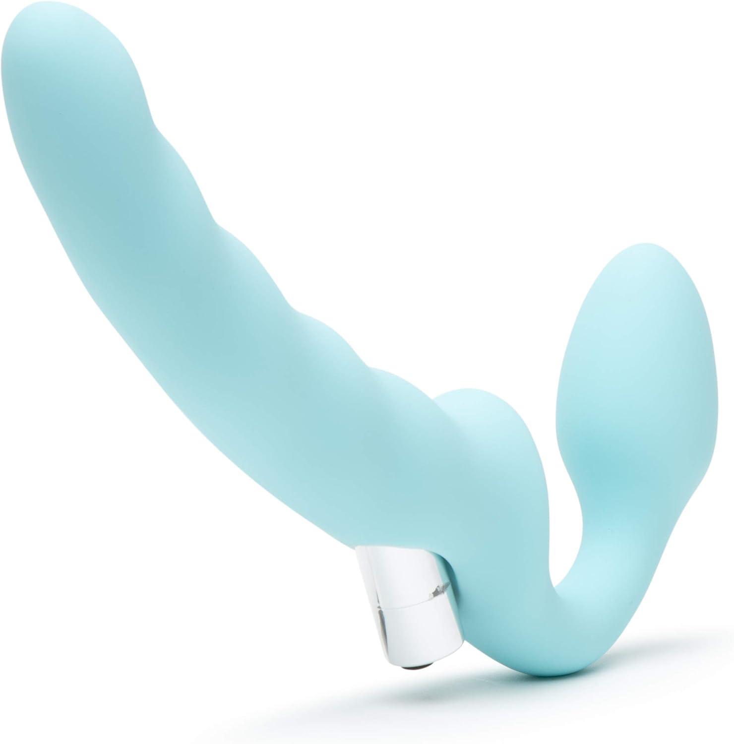imageLovehoney Strapless Strap On Vibrating Dildo Flexible 7 Inch Dildo for Women Curved Rippled Shaft for GSpot Stimulation Rechargeable Bullet Vibrator Adult Sex Toy Waterproof Aqua