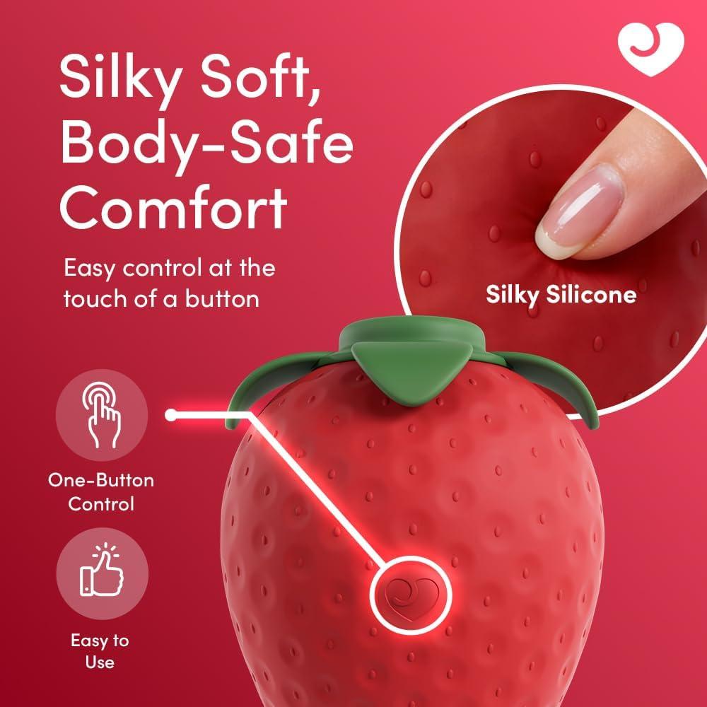 imageLovehoney Strawberry Clit Sucker Womens Sex Toy Silicone Suction Vibrator Clitoral Stimulator Mini Vibrator Adult Toys for Women Novelty Gift Sex Toys for Her Discreet Personal Massager