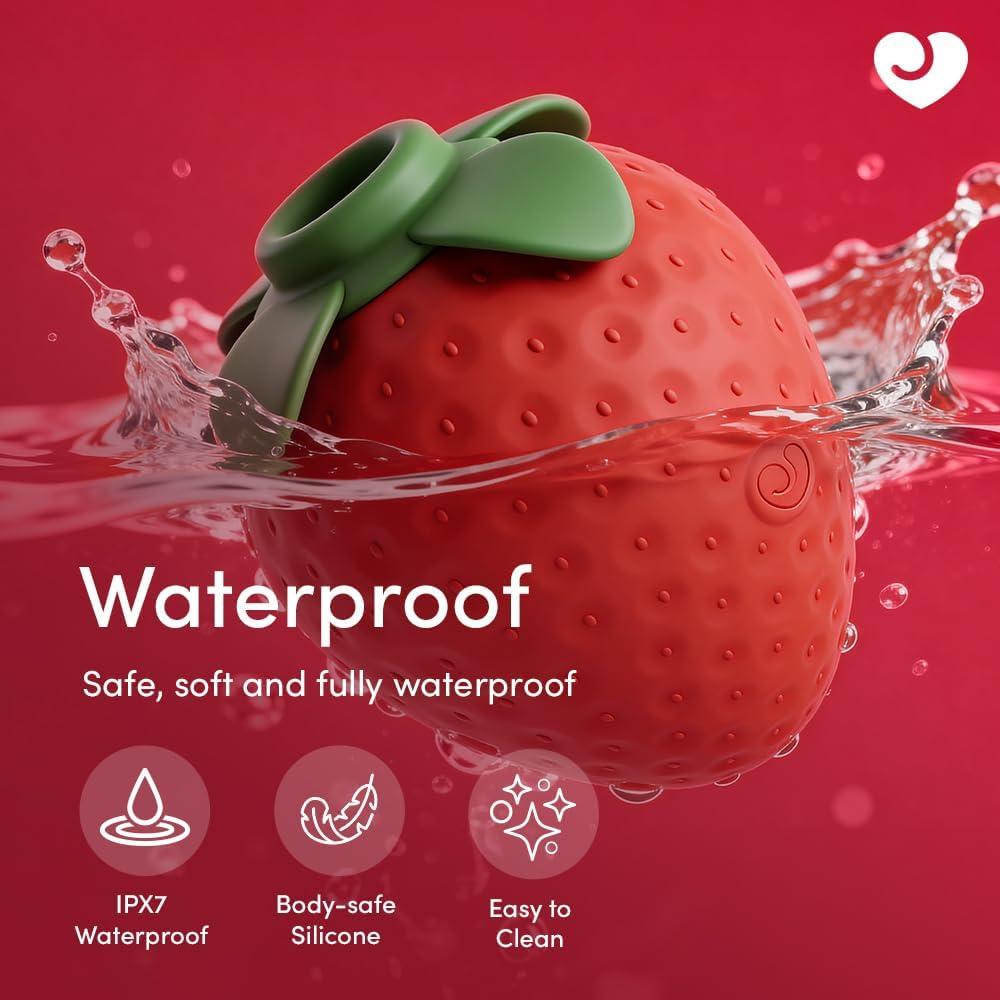 imageLovehoney Strawberry Clit Sucker Womens Sex Toy Silicone Suction Vibrator Clitoral Stimulator Mini Vibrator Adult Toys for Women Novelty Gift Sex Toys for Her Discreet Personal Massager
