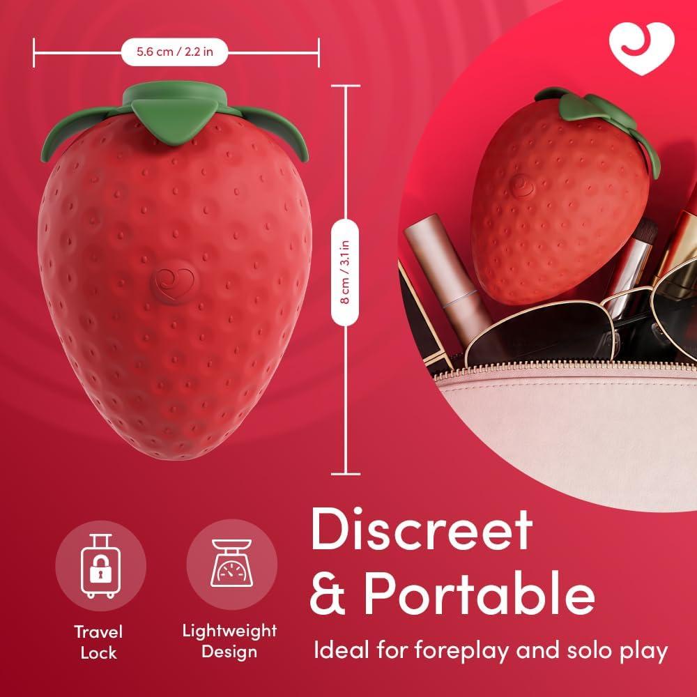 imageLovehoney Strawberry Clit Sucker Womens Sex Toy Silicone Suction Vibrator Clitoral Stimulator Mini Vibrator Adult Toys for Women Novelty Gift Sex Toys for Her Discreet Personal Massager
