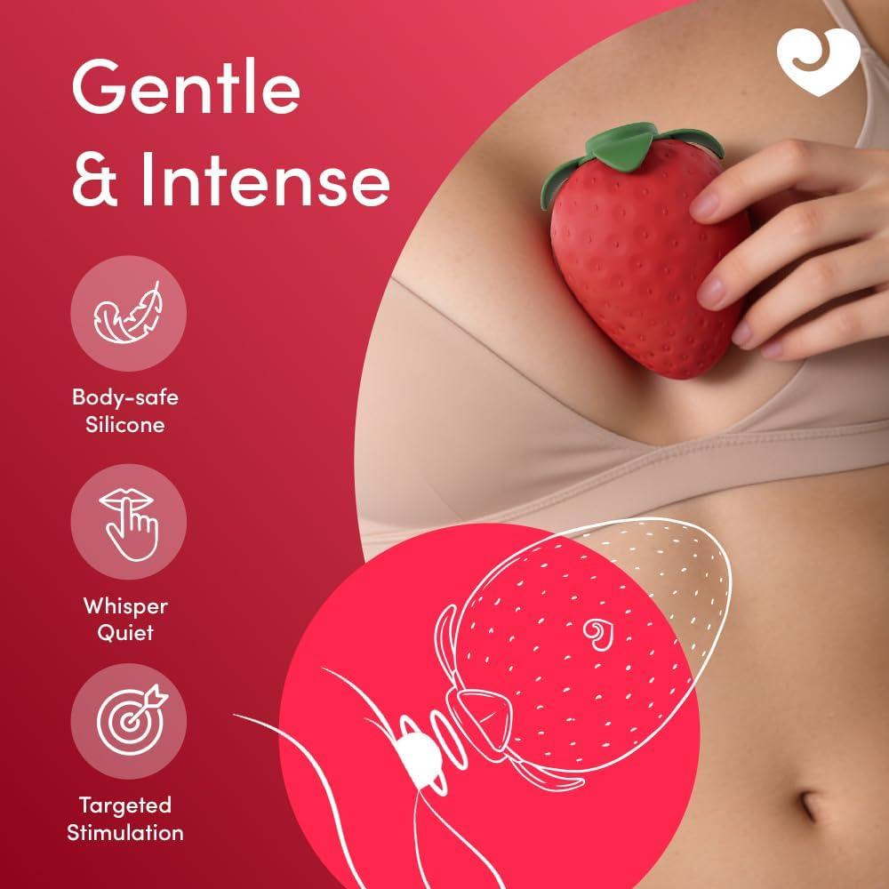 imageLovehoney Strawberry Clit Sucker Womens Sex Toy Silicone Suction Vibrator Clitoral Stimulator Mini Vibrator Adult Toys for Women Novelty Gift Sex Toys for Her Discreet Personal Massager