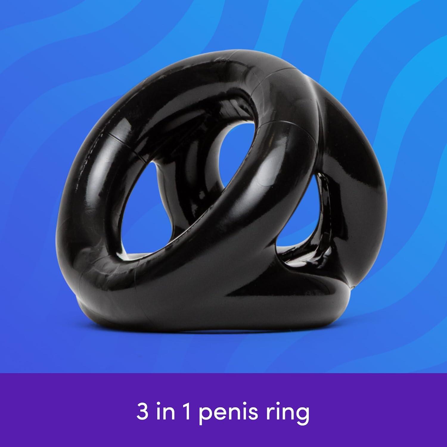imageLovehoney Stretchy Triple Cock Ring amp Ball Sling Male Sex Toy Flexible Penis Ring Enhancer for Shaft and Balls Adult Couples Sex Toy Erection Enlarger Support for Harder amp LongLasting Sensations