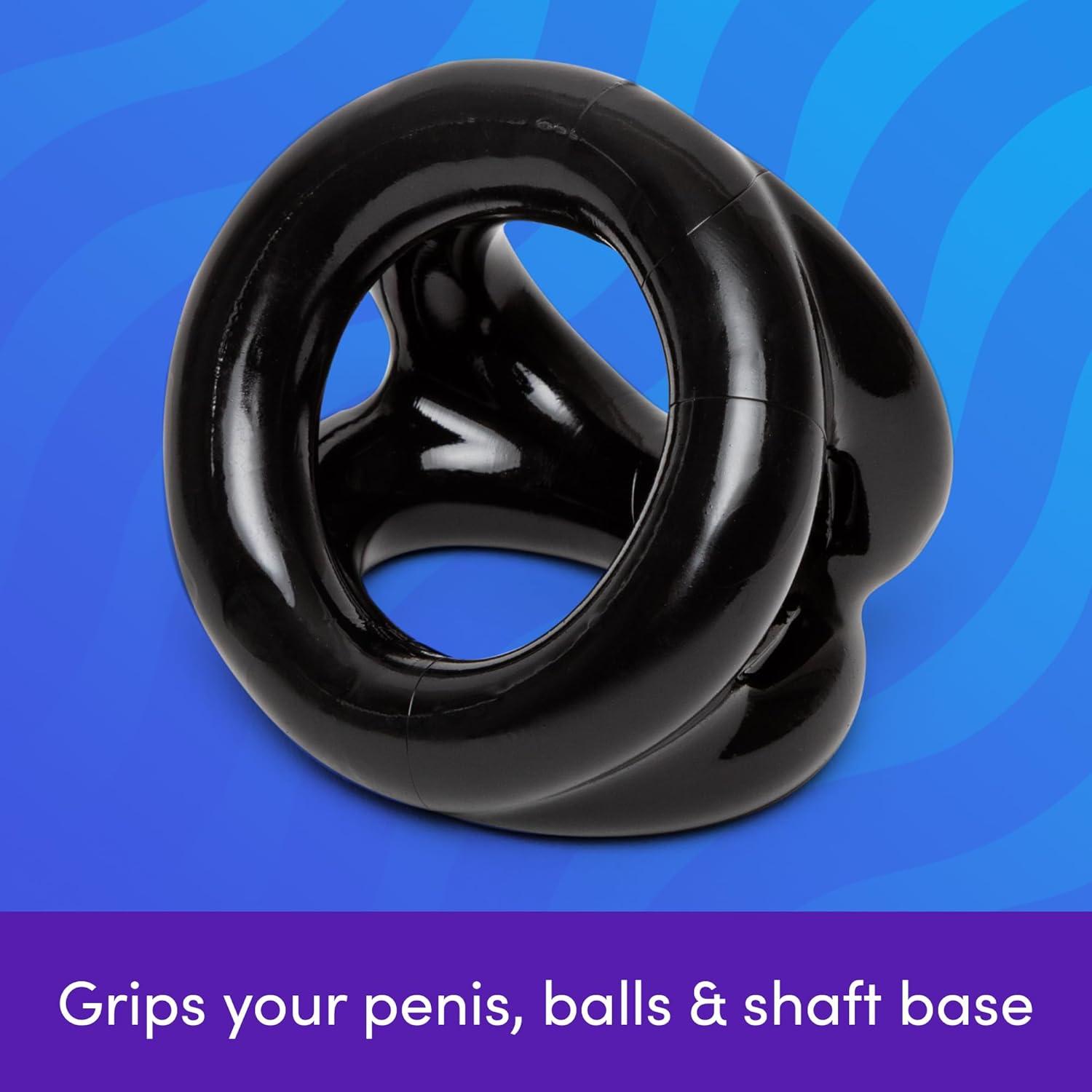 imageLovehoney Stretchy Triple Cock Ring amp Ball Sling Male Sex Toy Flexible Penis Ring Enhancer for Shaft and Balls Adult Couples Sex Toy Erection Enlarger Support for Harder amp LongLasting Sensations